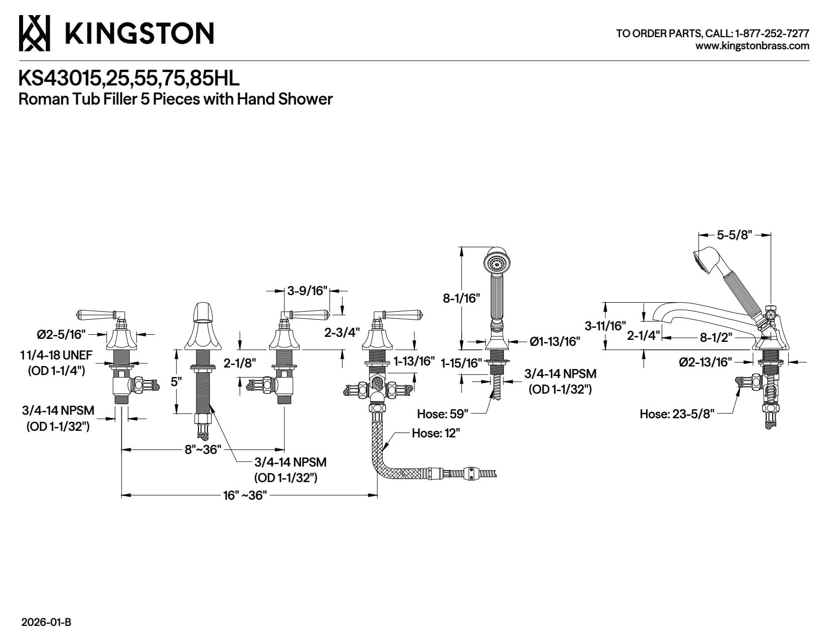 Open Box - Kingston Brass KS43015HL - Roman Tub Faucet