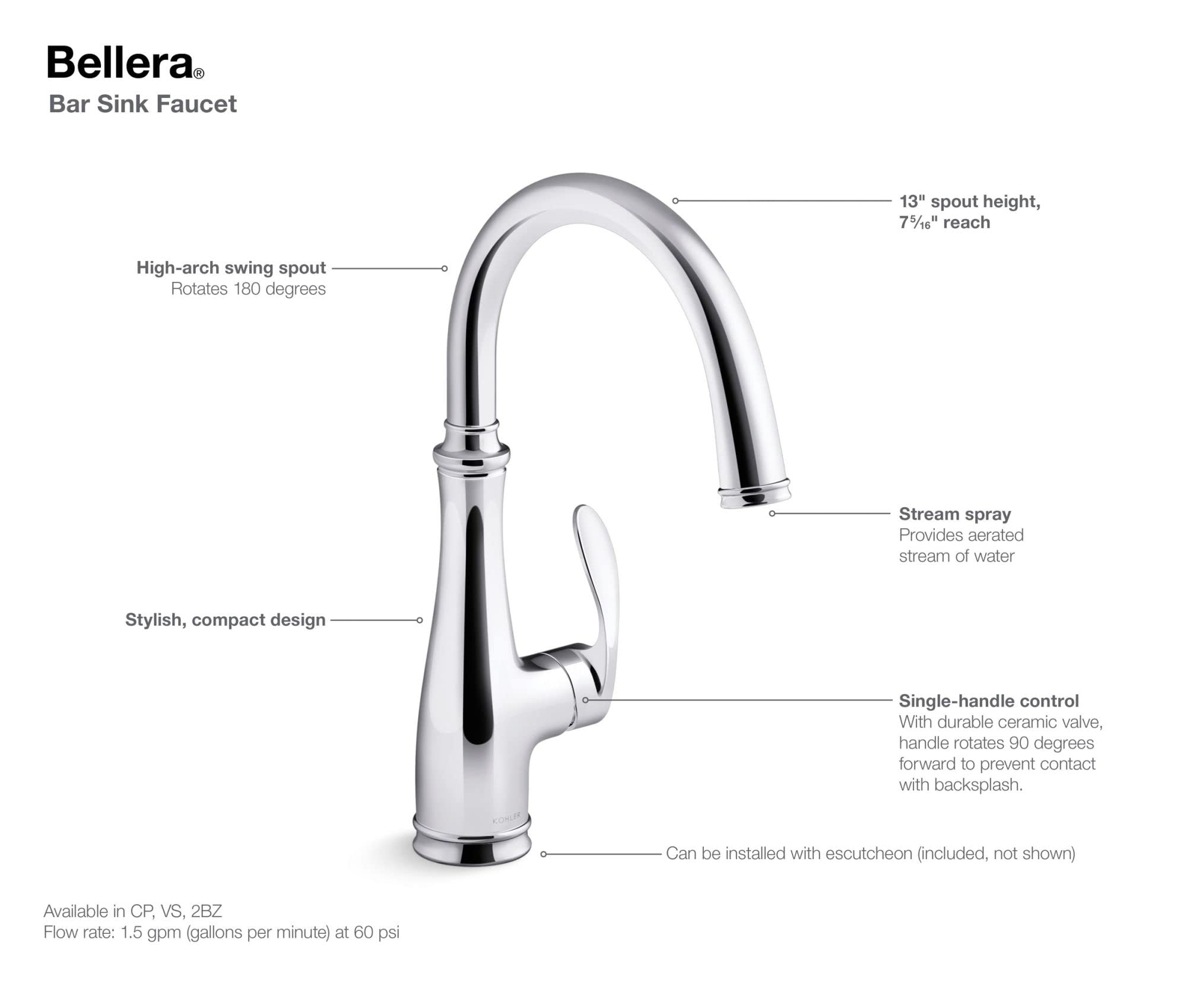 Open Box - Kohler K-29107-VS - Bar Faucet