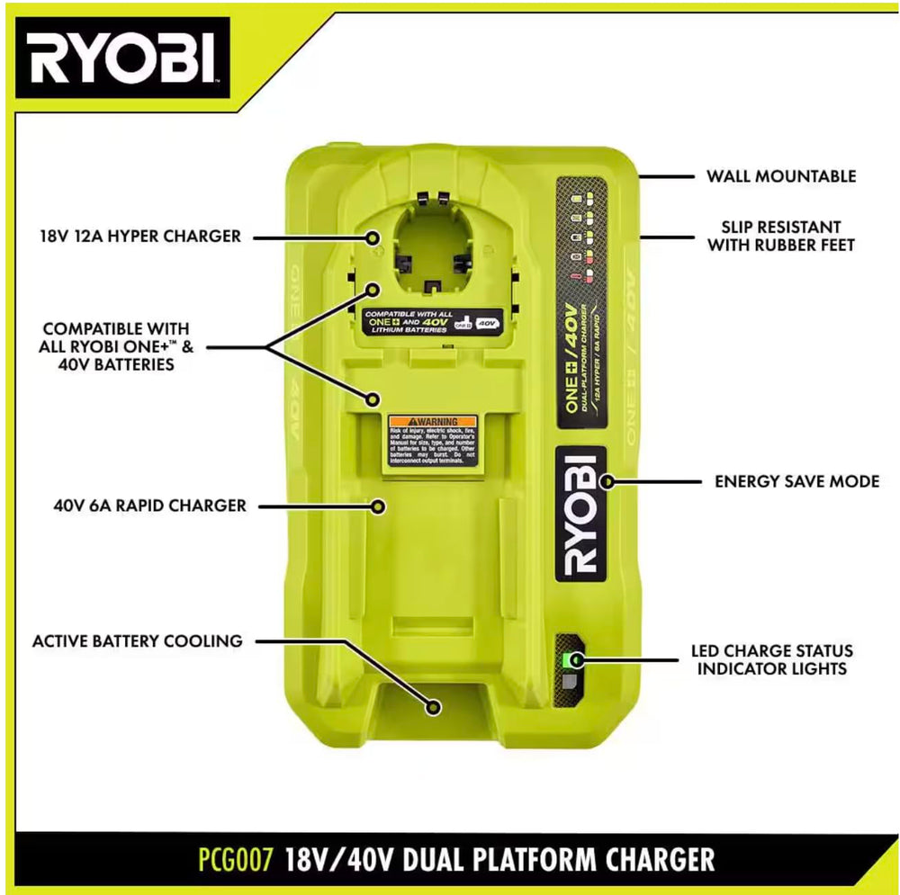 Used - Ryobi ONE+ 18V/40V Dual Platform Charger