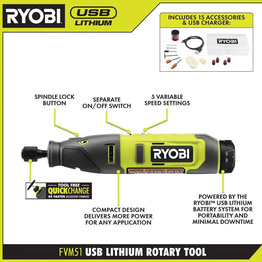 Open Box -  RYOBI USB Lithium Rotary Tool Kit