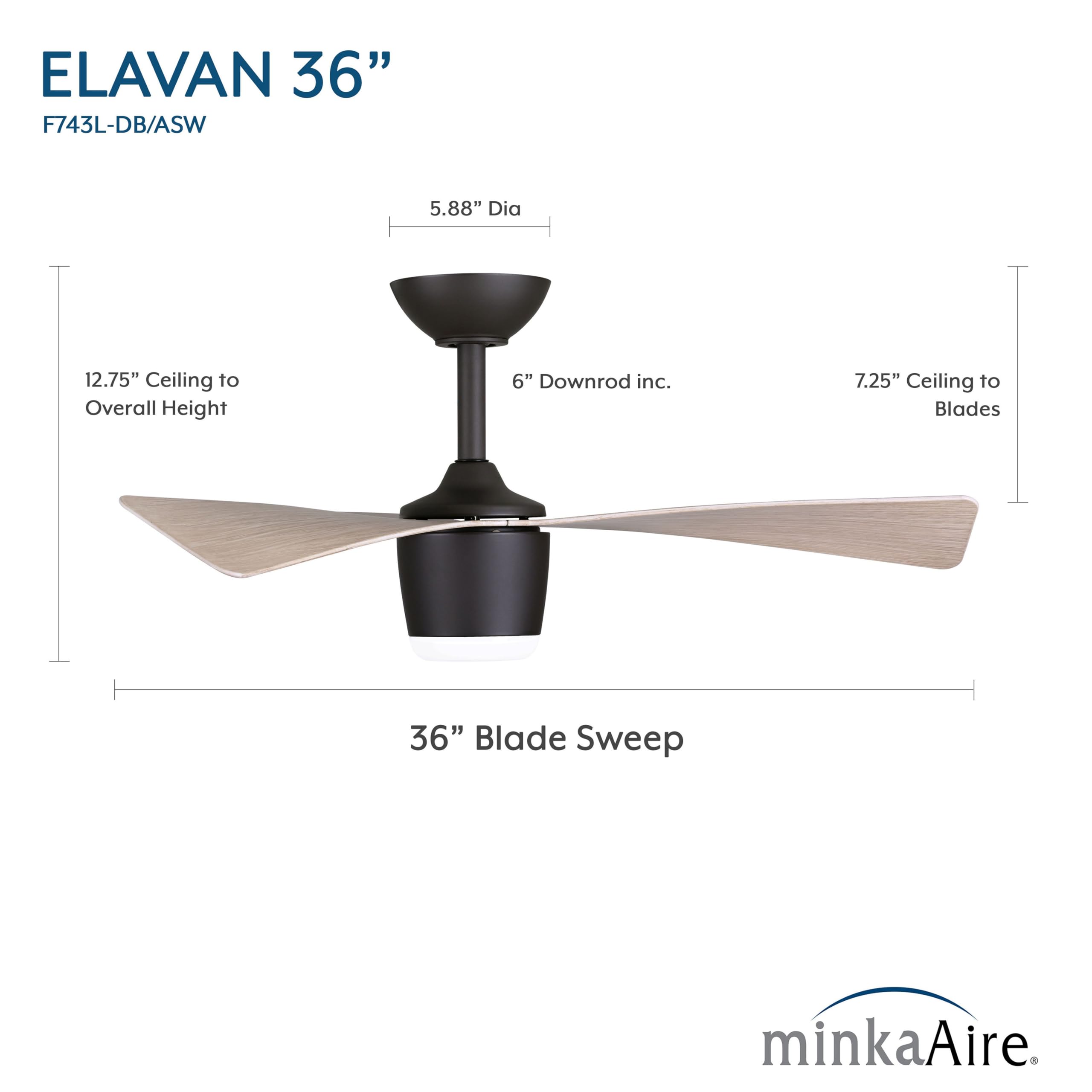 Open Box - MinkaAire F743L-DB/ASW - Ceiling Fans Fans