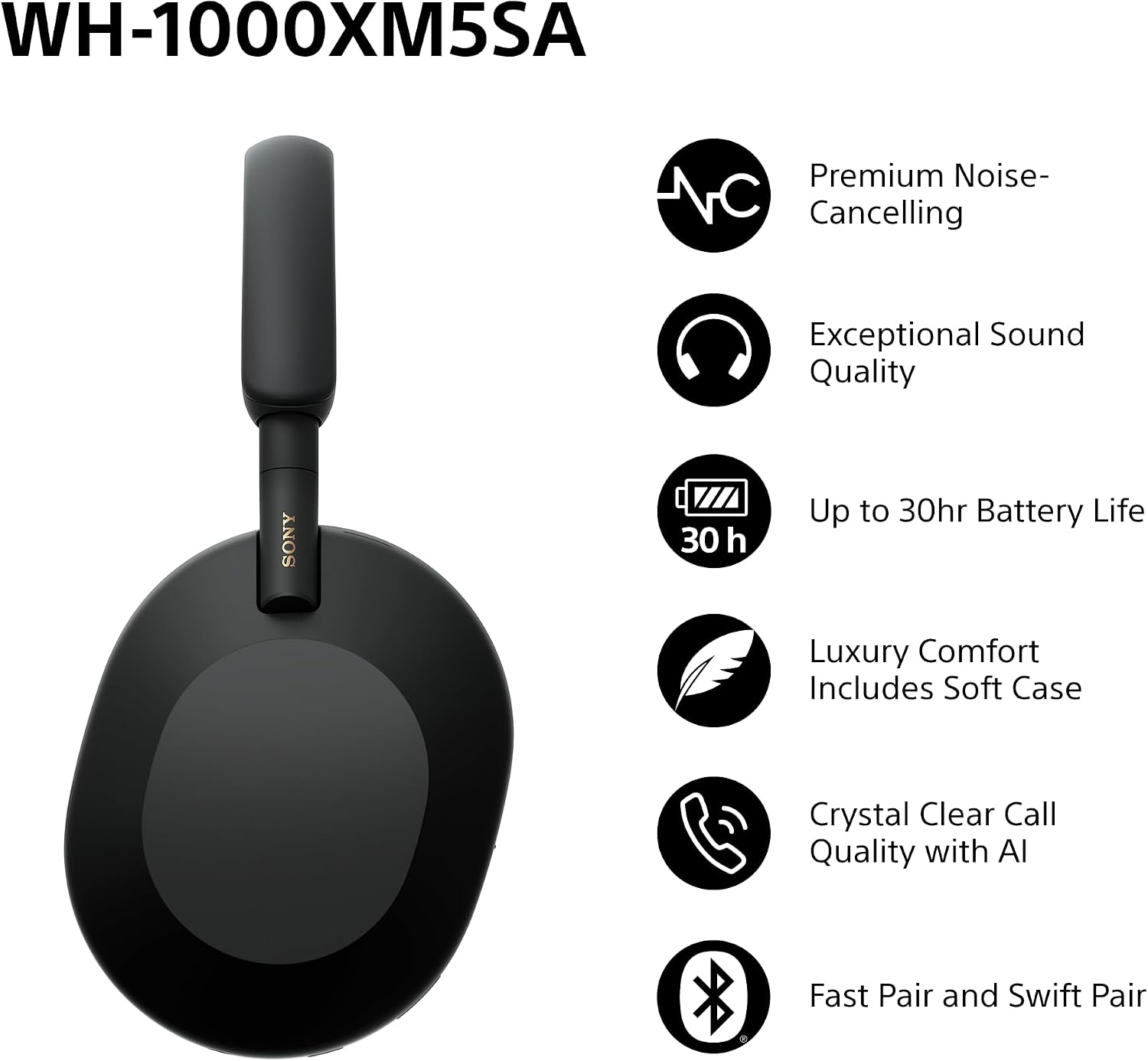 Certified Refurbished - SONY WH1000XM5SAB Headphone (BT)
