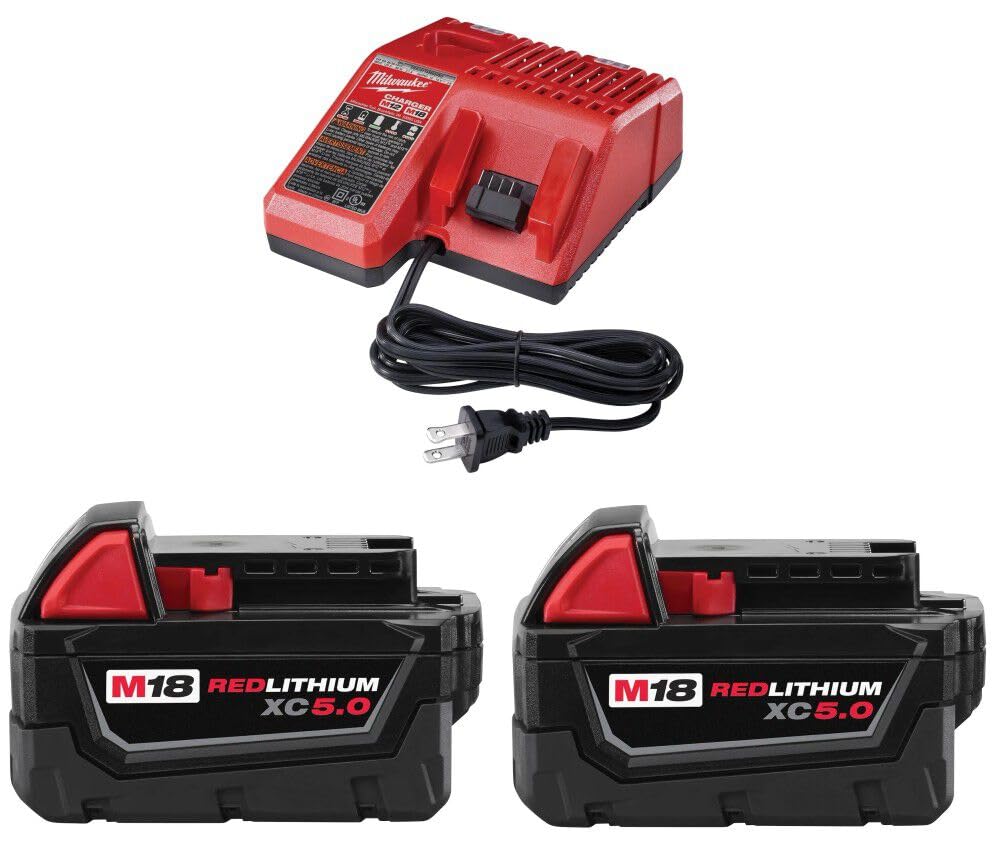 Open Box -  Milwaukee M18 18-Volt Lithium-Ion XC Starter Kit with Two 5.0Ah Batteries and Charger MilwaukeeBullseye Deals