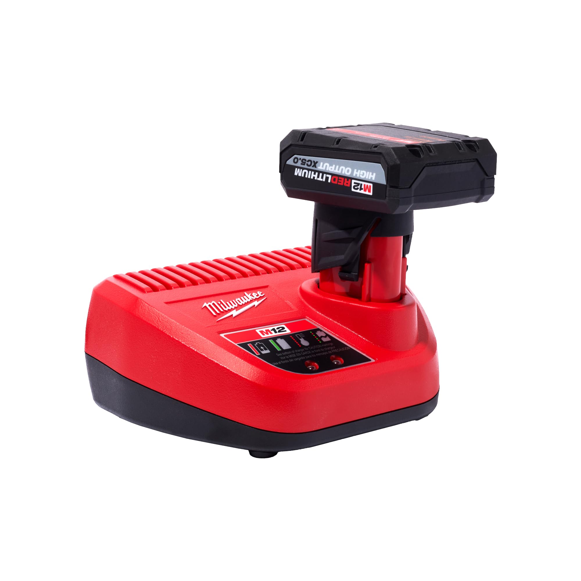 Open Box -  M12 12V Lithium-Ion XC High Output 5.0 Ah Battery Pack (2-Pack) Starter Kit with Charger MilwaukeeBullseye Deals