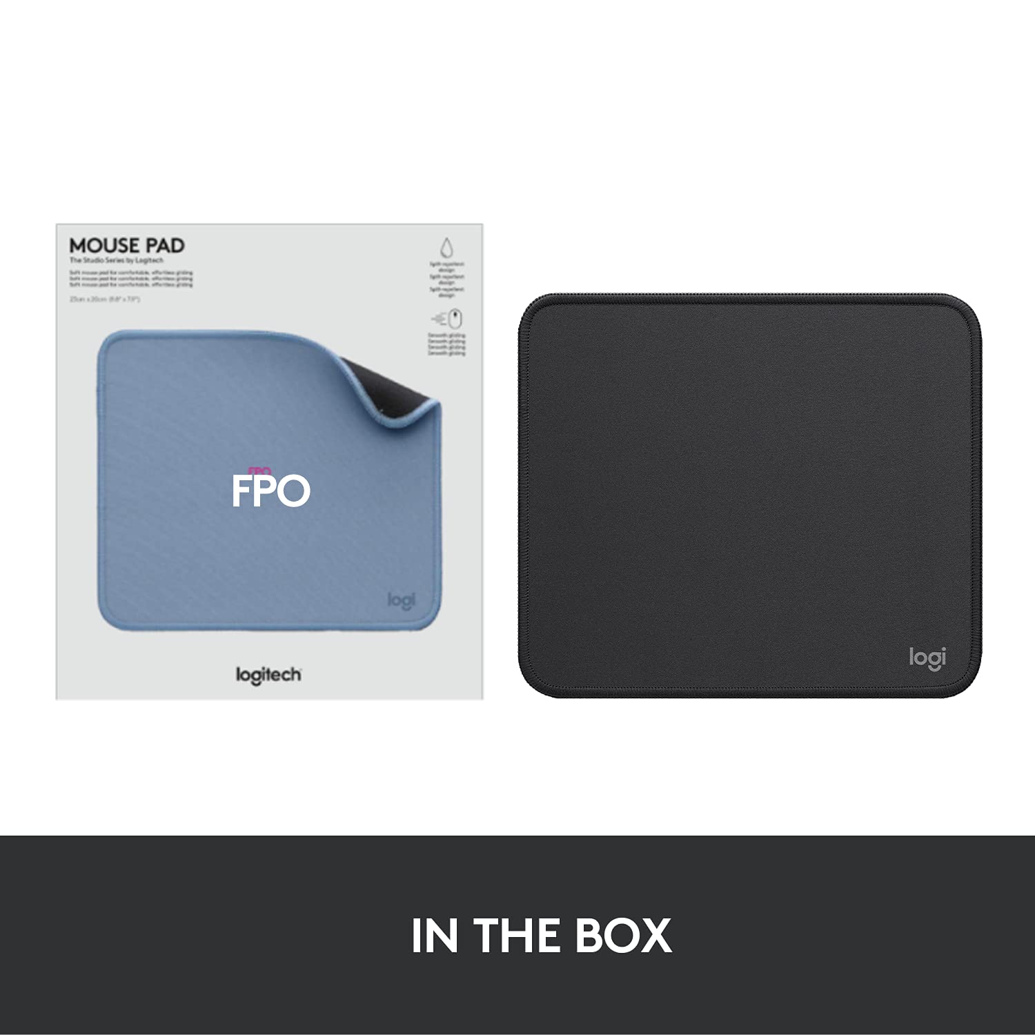 Refurbished - Logitech Studio Series Mouse Pad - Spill-Resistant, Anti-Slip Rubber Base (Graphite)