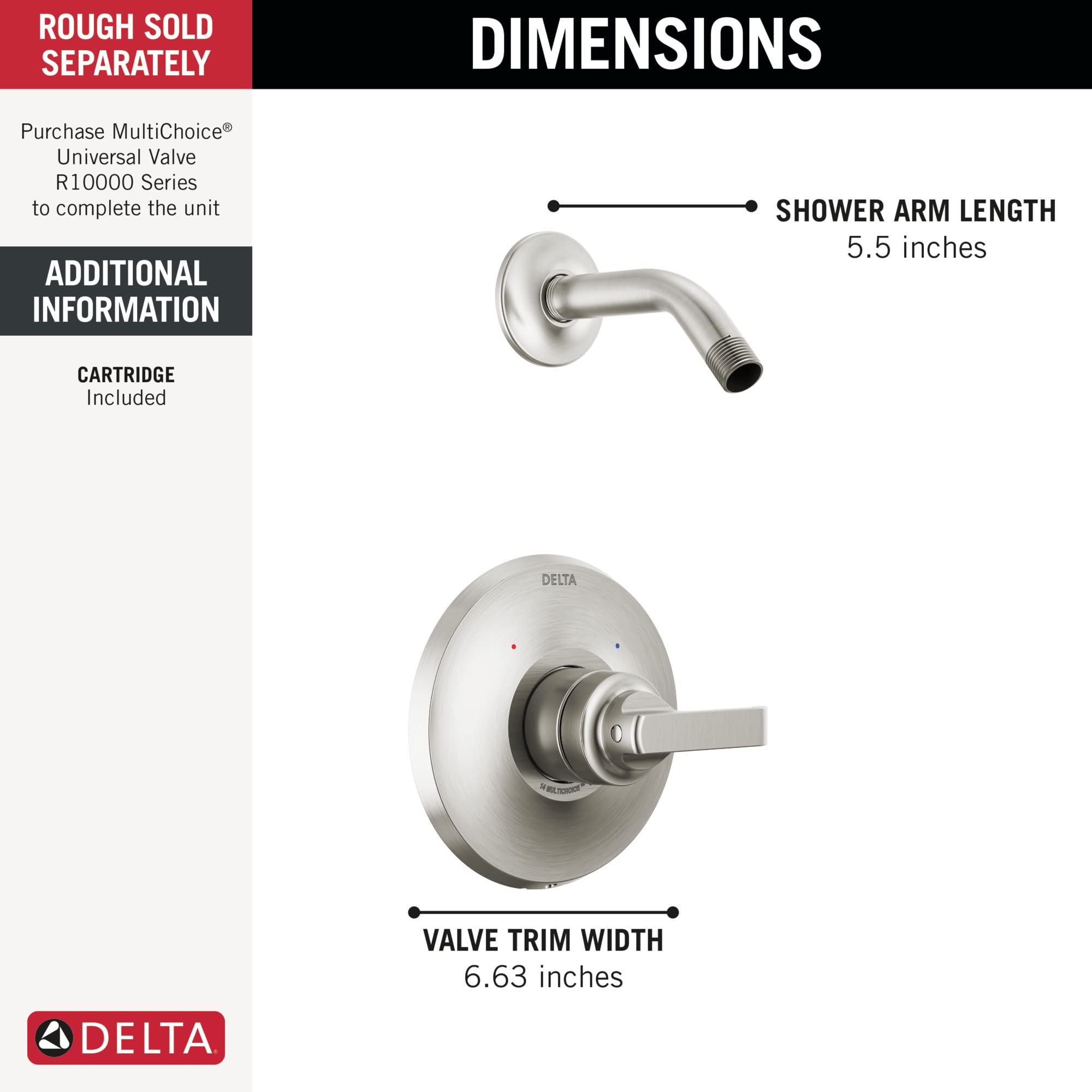 Open Box - Delta T14289-SS-PR-LHD - Shower Only Showers