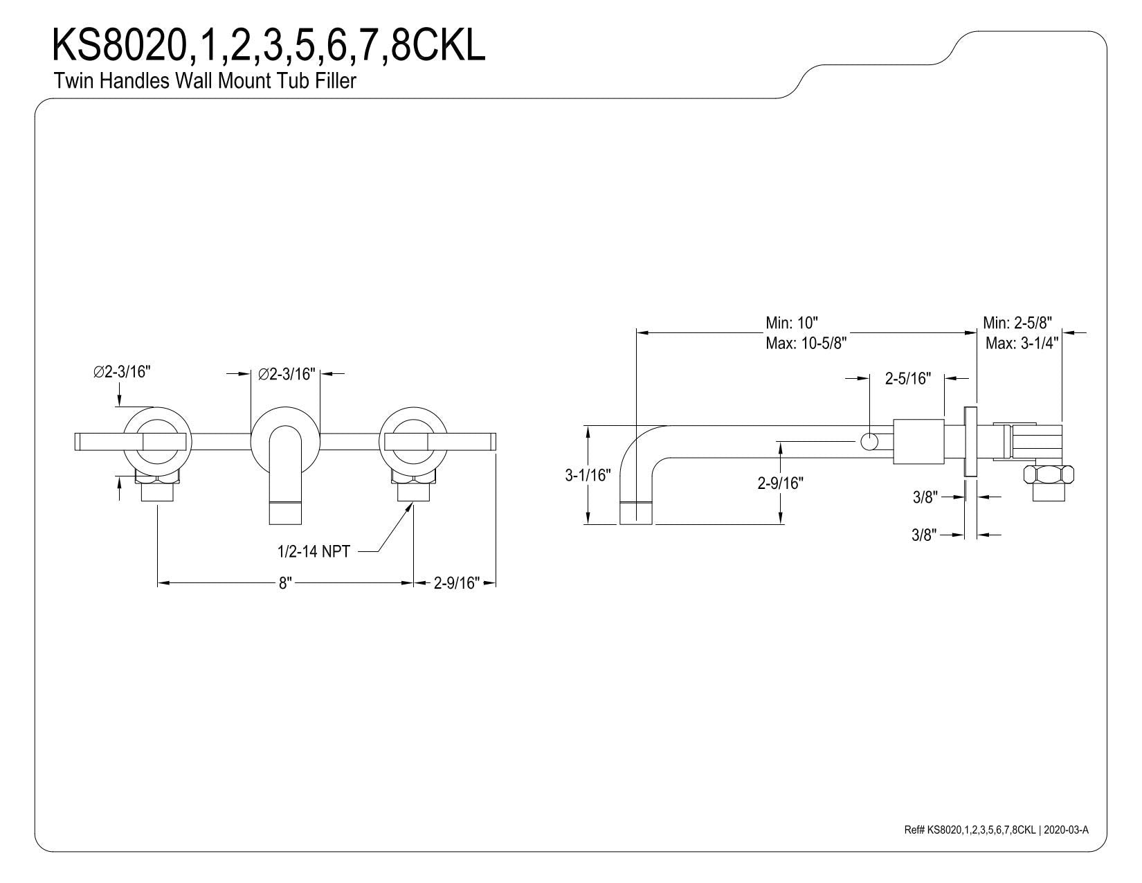 Open Box - Kingston Brass KS8025CKL - Tub Filler Faucet