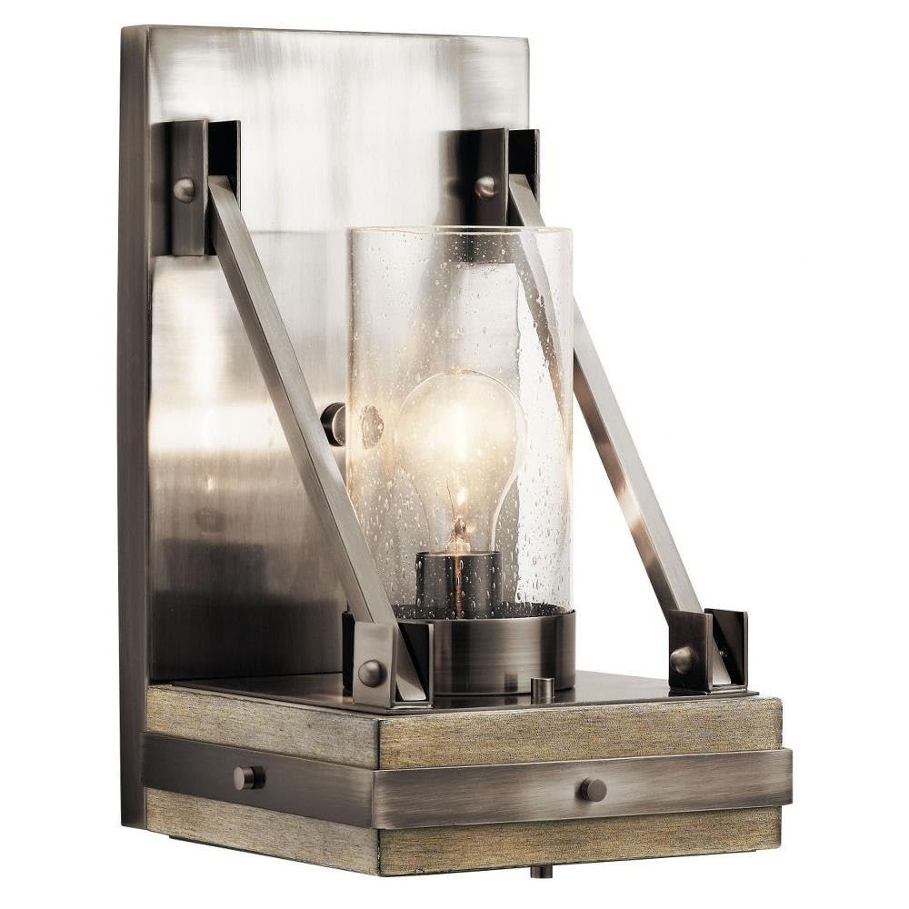 Open Box - Kichler 43436CLP Colerne Single Light 15" Tall Wall Sconce with Seedy Glass Cylinder Shade