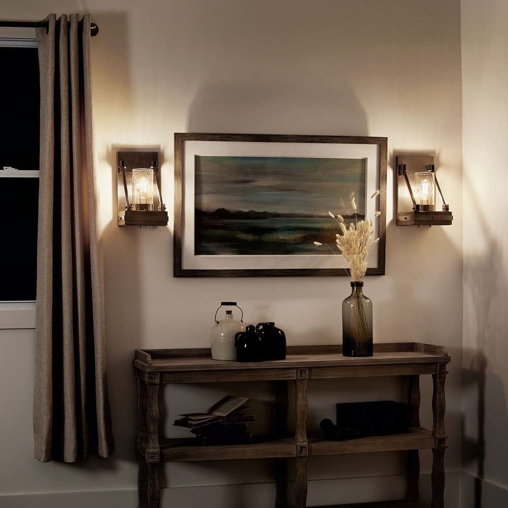 Open Box - Kichler 43436CLP Colerne Single Light 15" Tall Wall Sconce with Seedy Glass Cylinder Shade