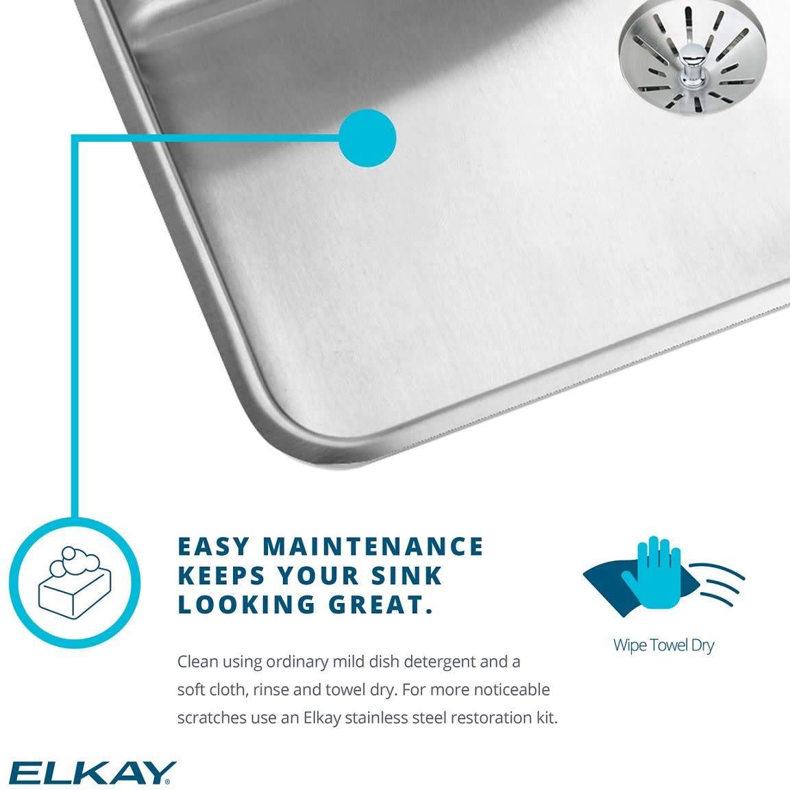 Open Box - Elkay ELUH12FB The Mystic 14-3/8" Single Basin 18-Gauge Stainless Steel Kitchen Sink for Undermount Installations with SoundGuard Technology and Lustertone Finish