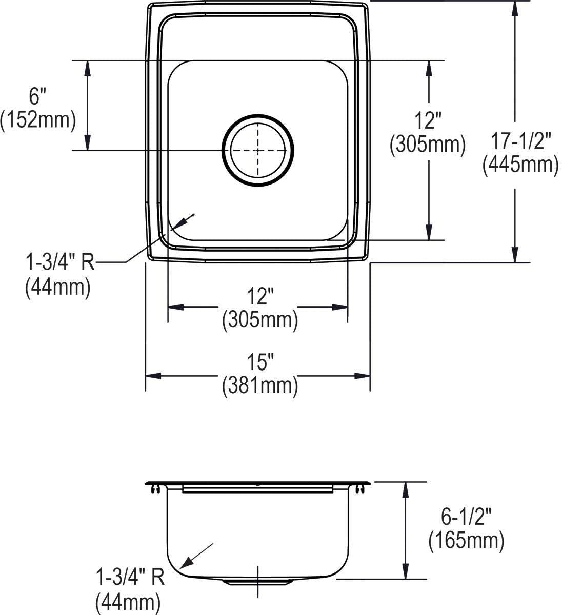 Open Box - Elkay LRAD1517653 Gourmet 15" Single Basin Drop In Stainless Steel Bar Sink