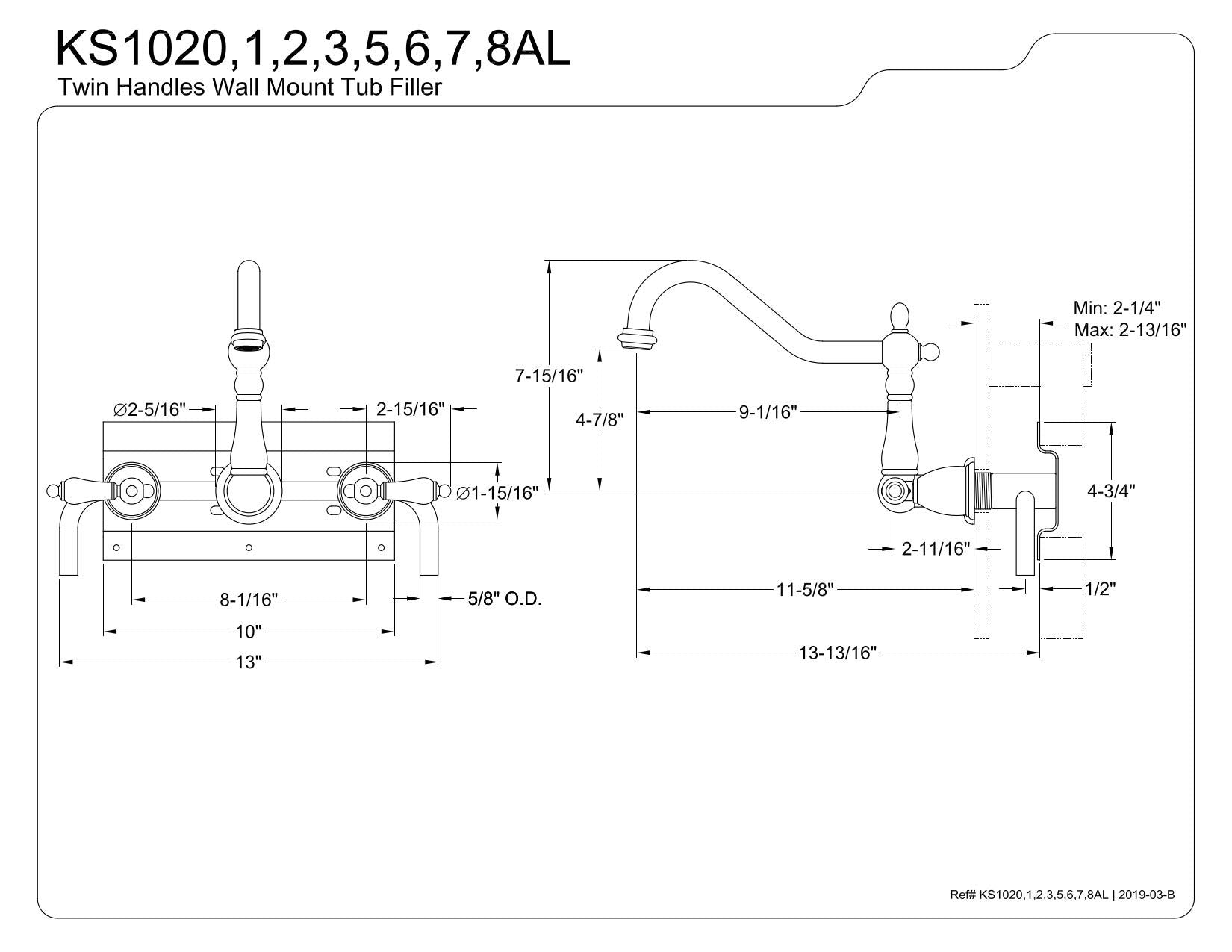 Open Box - Kingston Brass KS1027AL - Tub Filler Faucet