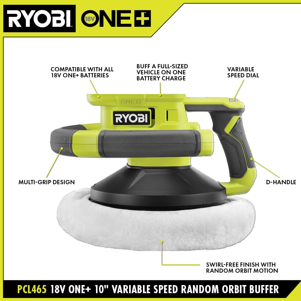 Open Box - RYOBI 18V ONE+ Cordless 10-inch Random Orbit Buffer (Tool-Only)