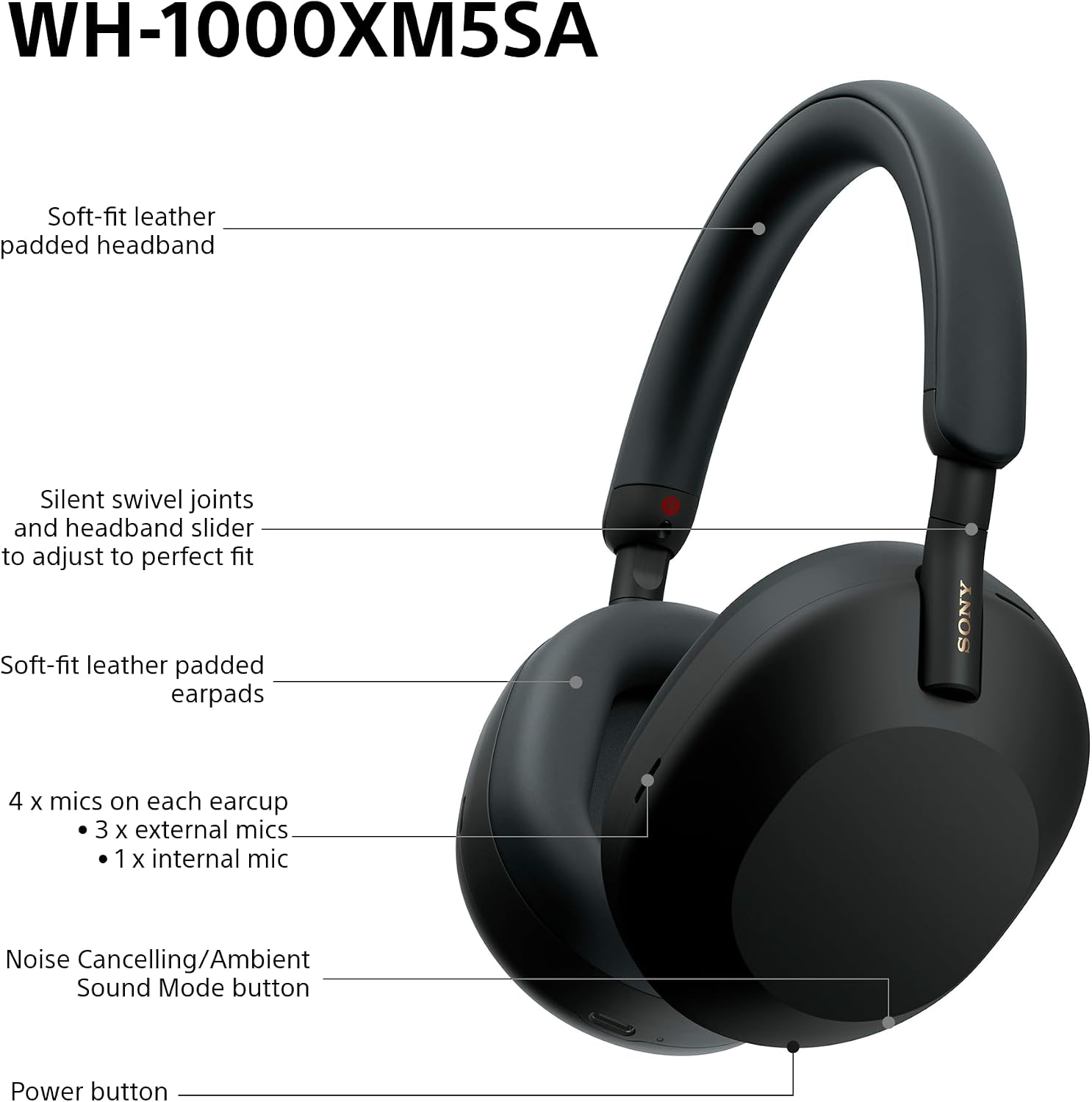 Certified Refurbished - SONY WH1000XM5SAB Headphone (BT)