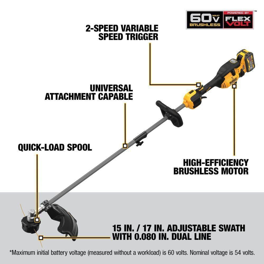 Open Box - DEWALT 60-Volt Cordless Lithium-Ion String Trimmer and Blower Combo Kit with 9Ah Battery and Charger (2-Tool) DEWALTBullseye Deals