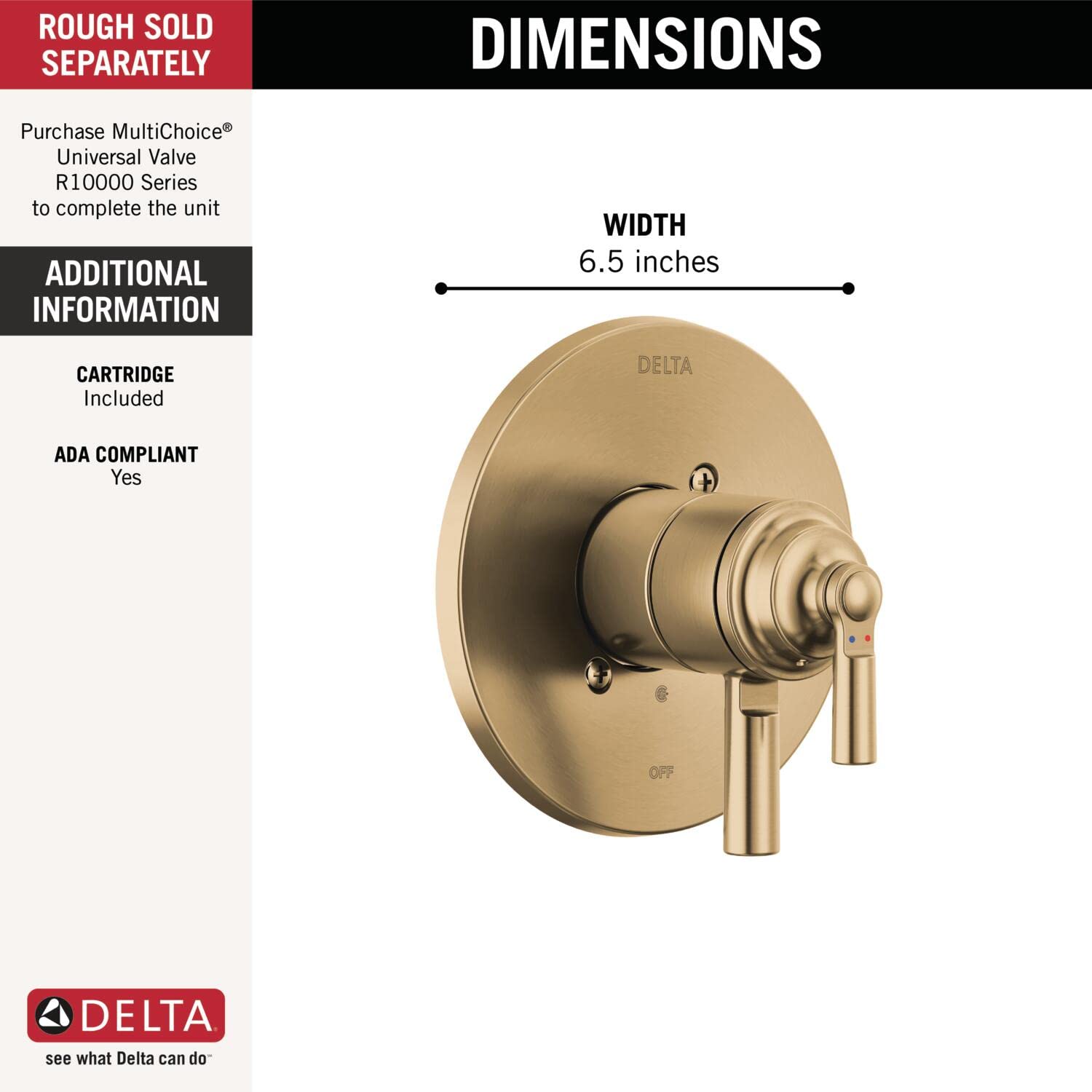 Open Box - Delta T17035-CZ - Valve Trim Only Showers