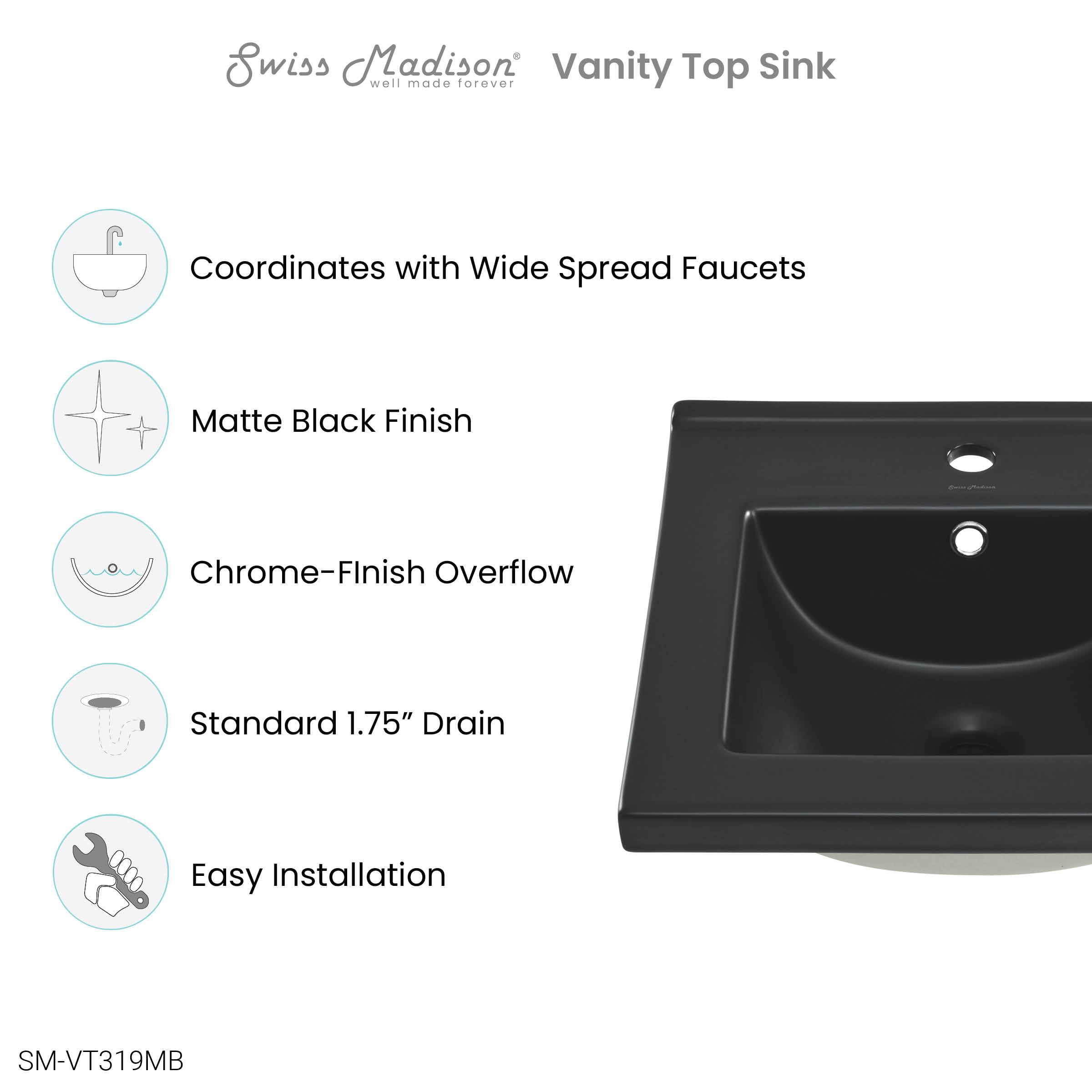 Open Box - Swiss Madison SM-VT319MB - Vanity Tops Bathroom Storage
