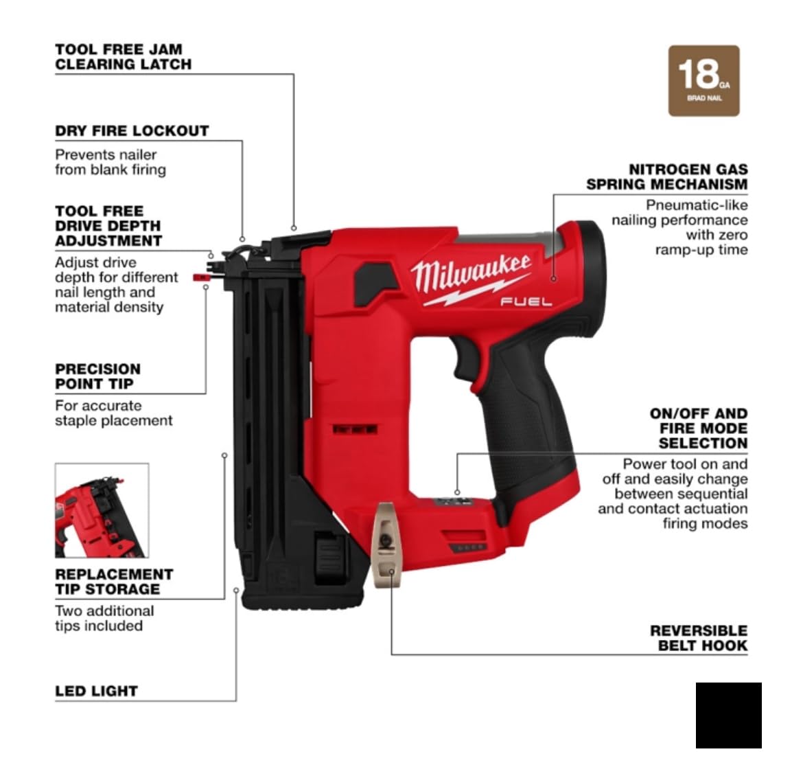 Open Box -  M12 FUEL 12-Volt Lithium-Ion Brushless Cordless 18-Guage Compact Brad Nailer (Tool Only) MilwaukeeBullseye Deals