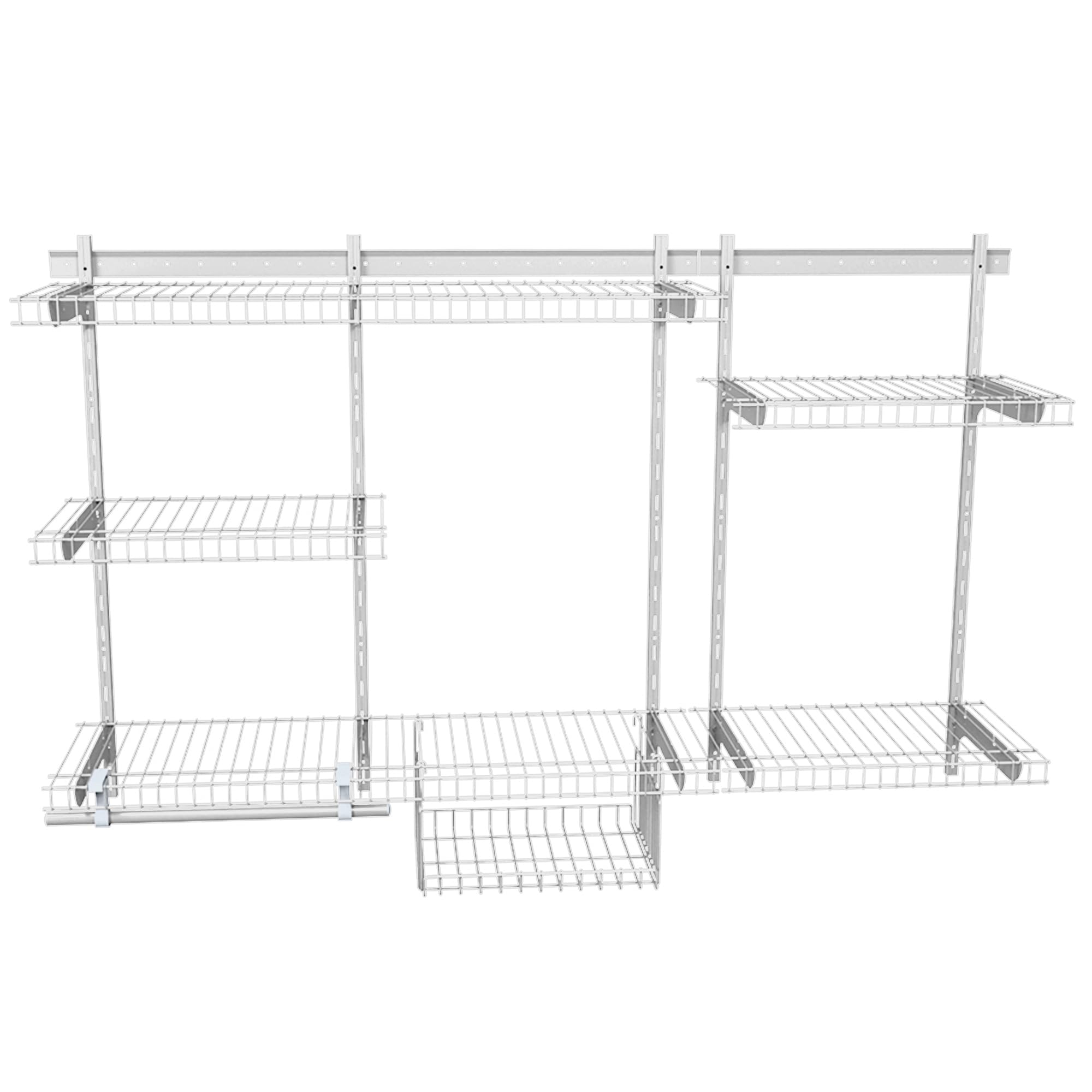 Inka Adjustable White Wire Closet Shelf Kit, 3-5 FT Expandable Organizer System