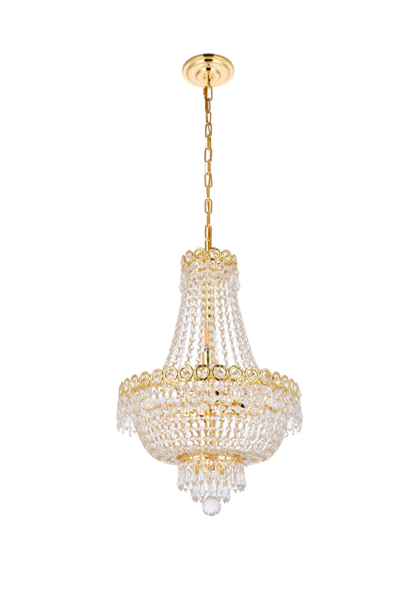 Open Box - Elegant Lighting V1900D16C/RC Century 8-Light, Two-Tier Crystal Chandelier, Finished in Chrome with Clear Crystals