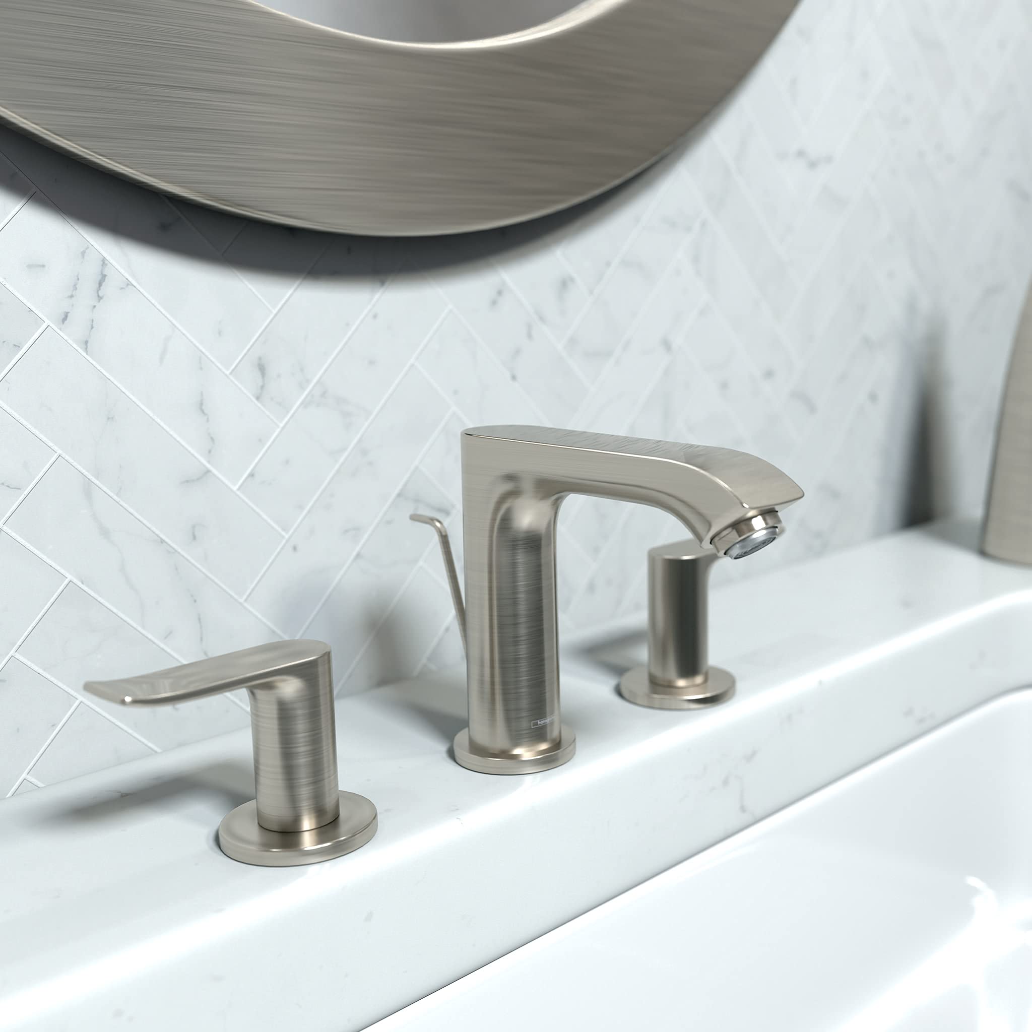 Open Box - Hansgrohe 31083821 Metris Widespread Bathroom Faucet with EcoRight, Quick Clean, and ComfortZone Technologies - Drain Assembly Included