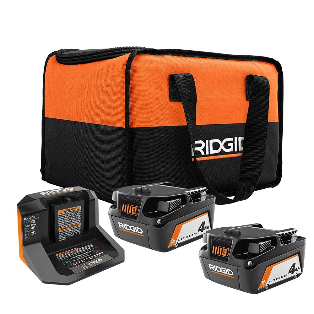 Open Box -  RIDGID 18-Volt Lithium-Ion (2) 4.0 Ah Battery Starter Kit with Charger and Bag RIDGIDBullseye Deals