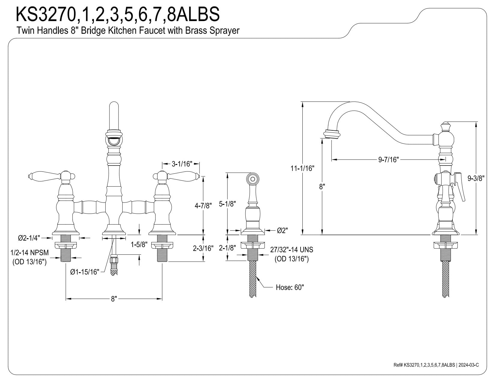 Open Box - Kingston Brass KS3272ALBS - Kitchen Faucet