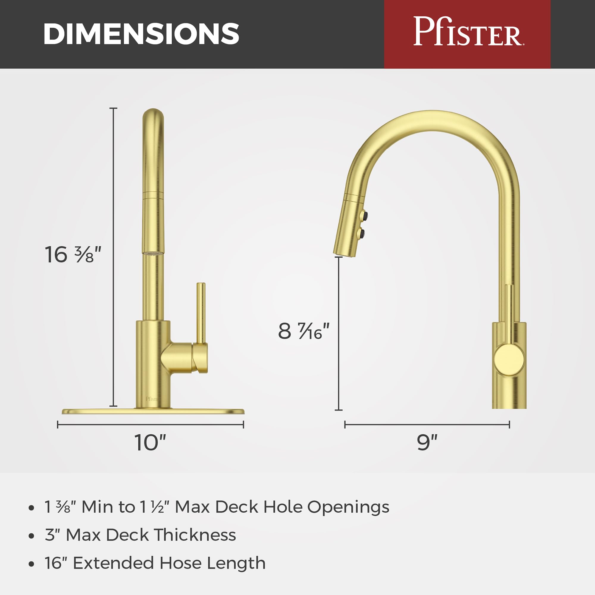 Open Box - Pfister Stellen KTCH 529 STN P-D 13 1HDL 1.8GPM BG - Brushed Gold