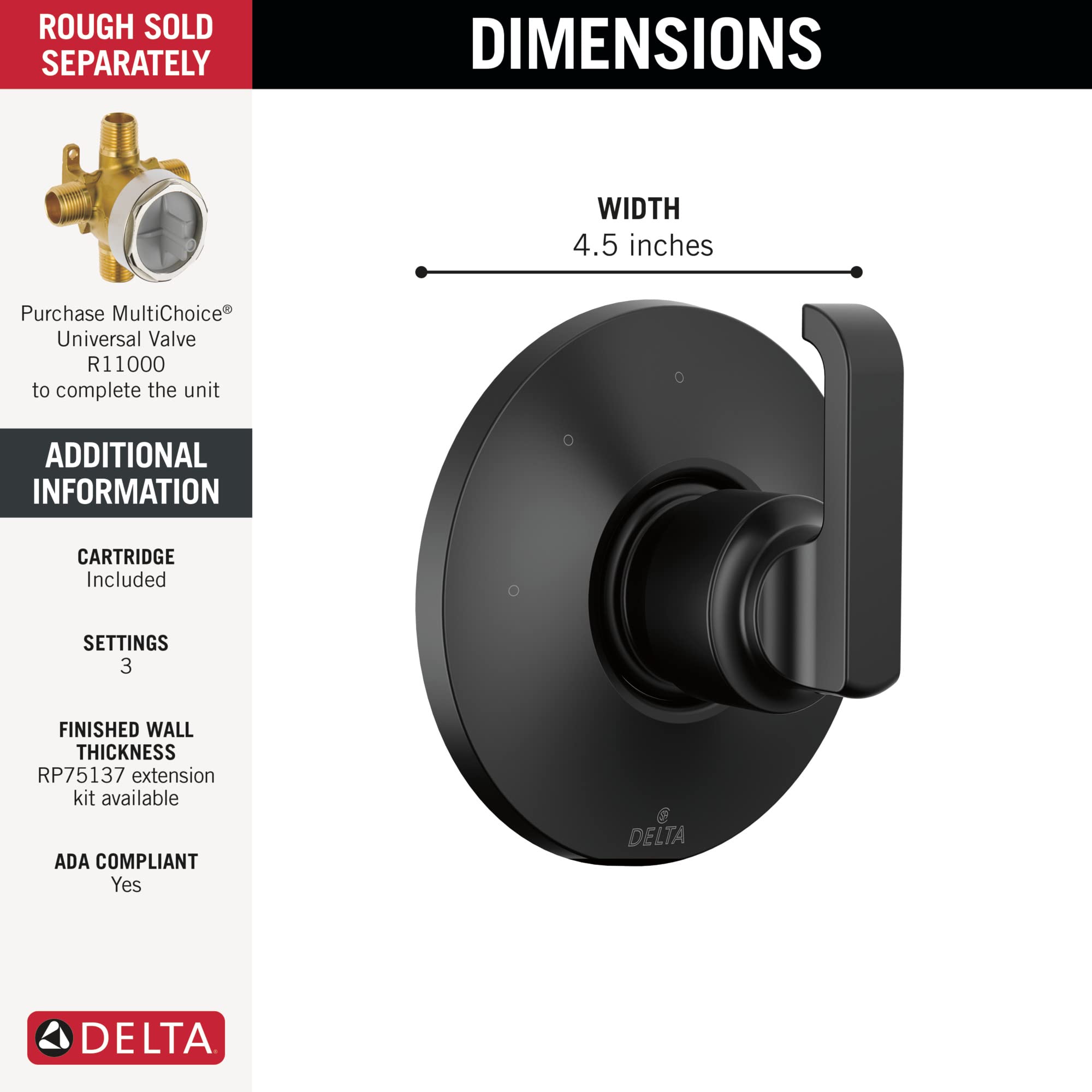Open Box - Delta T11889-BL - Diverter Trims Showers