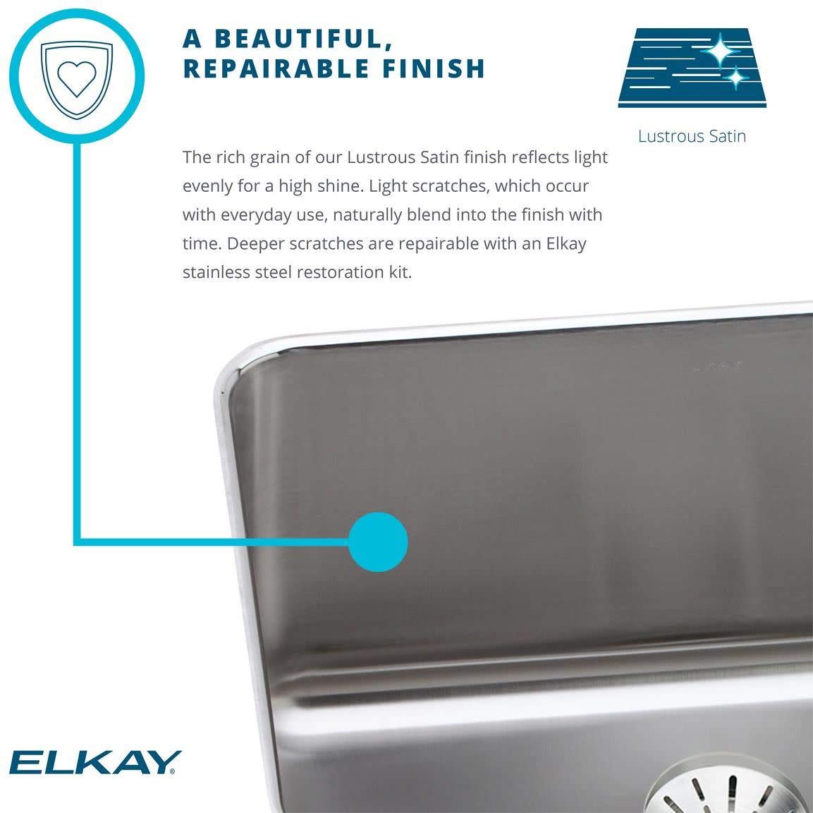 Open Box - Elkay ELUH12FB The Mystic 14-3/8" Single Basin 18-Gauge Stainless Steel Kitchen Sink for Undermount Installations with SoundGuard Technology and Lustertone Finish