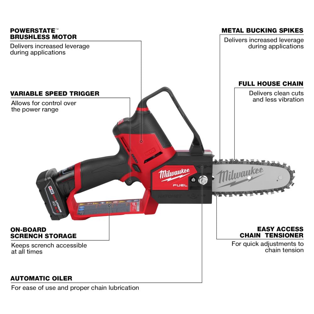Open Box -  Milwaukee M12 FUEL 12-Volt Lithium-Ion Brushless Cordless 6 in. HATCHET Pruning Saw Kit with 4.0 Ah Battery and Charger MilwaukeeBullseye Deals