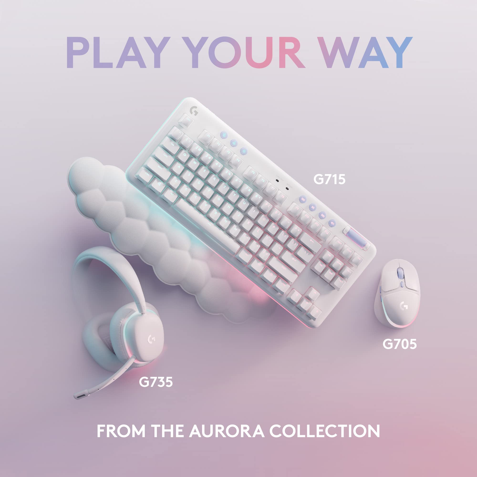 Refurbished - Logitech G713 Wired Mechanical Gaming Keyboard - GX Blue Clicky, LIGHTSYNC RGB & Palm Rest (White Mist)