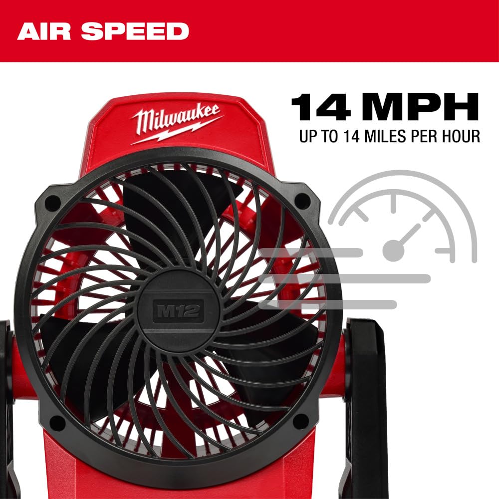 Open Box -  Milwaukee M12 12-Volt Lithium-Ion Cordless Jobsite Fan (Tool-Only) MilwaukeeBullseye Deals
