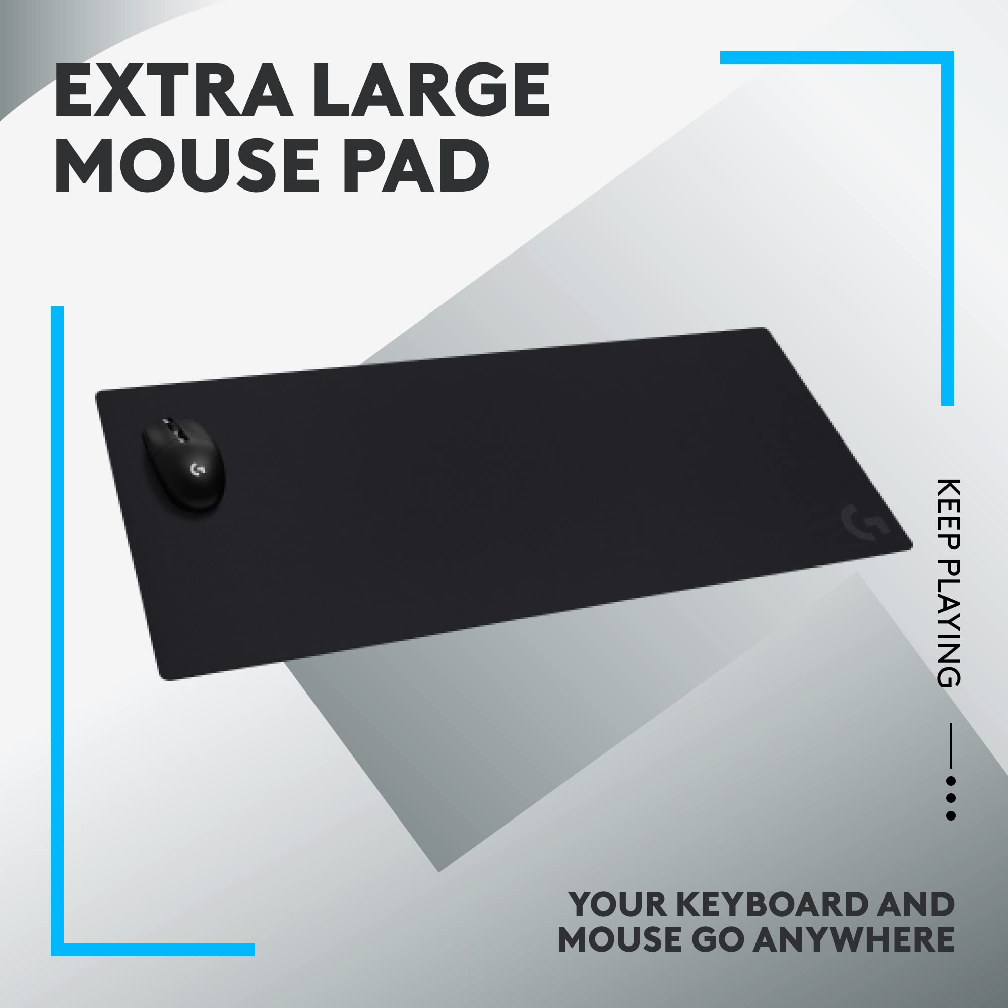 Refurbished - Logitech G840 XL Cloth Gaming Mouse Pad - Performance-Tuned Surface, Non-Slip Rubber Base (Black)