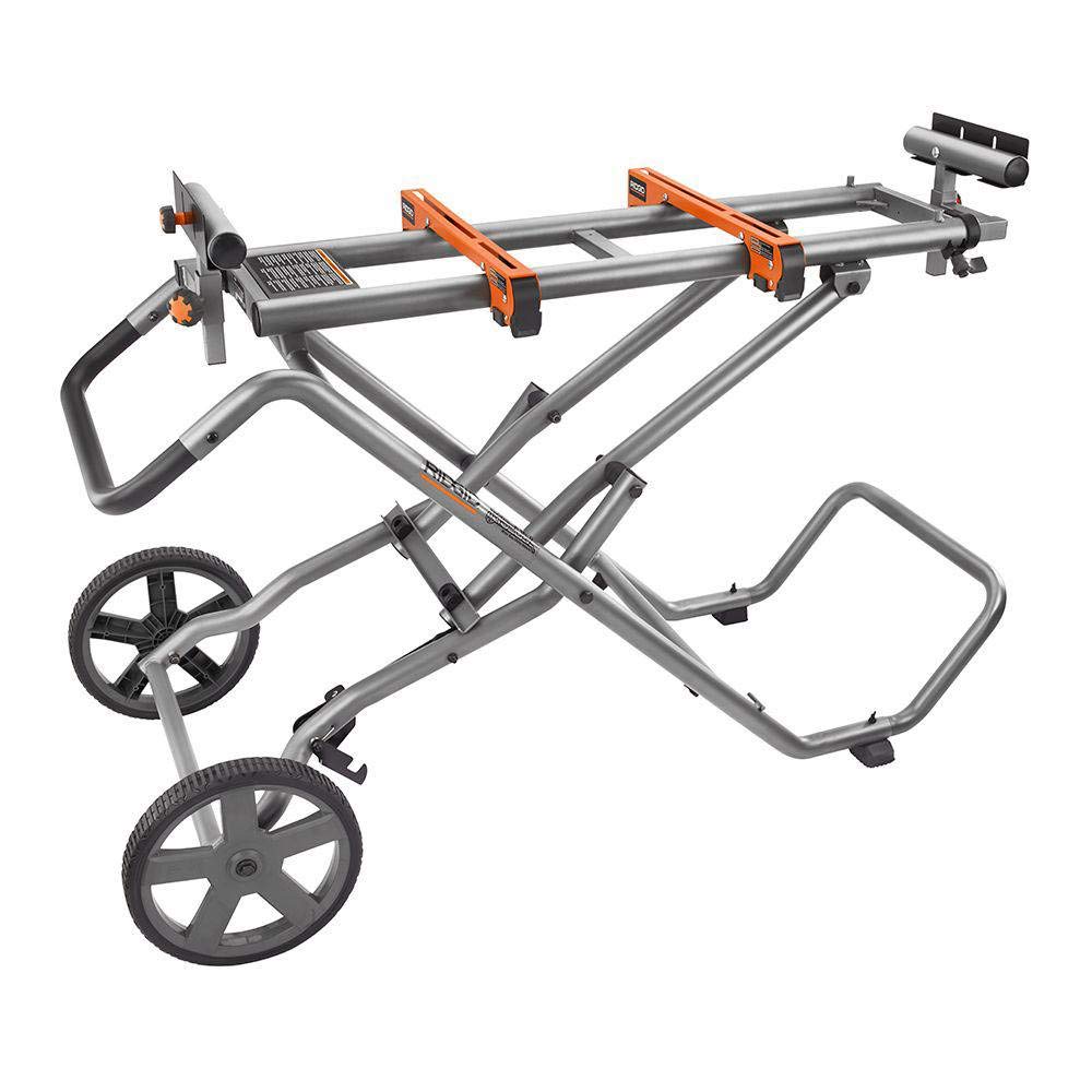 Open Box - RIDGID Universal Mobile Miter Saw Stand with Mounting Braces