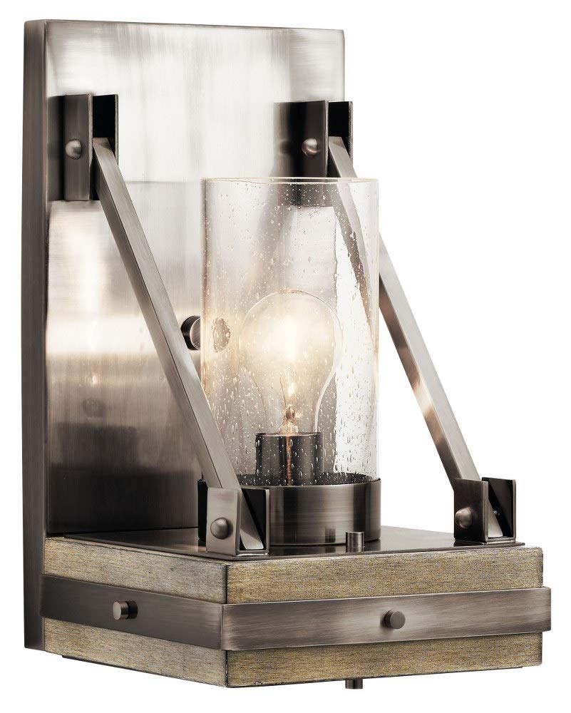 Open Box - Kichler 43436CLP Colerne Single Light 15" Tall Wall Sconce with Seedy Glass Cylinder Shade