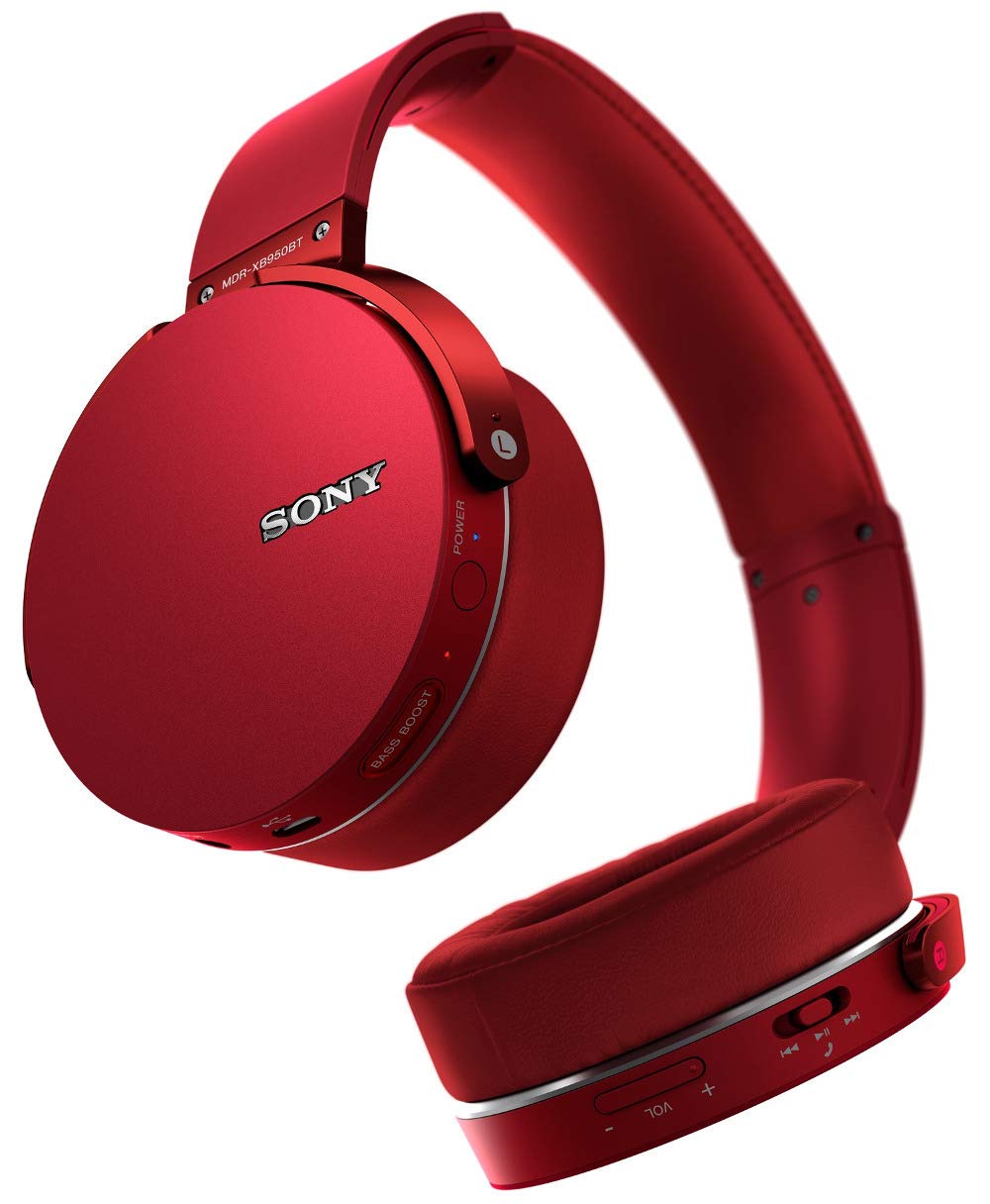 Certified Refurbished - Sony MDRXB950BT/R Headphones, Red