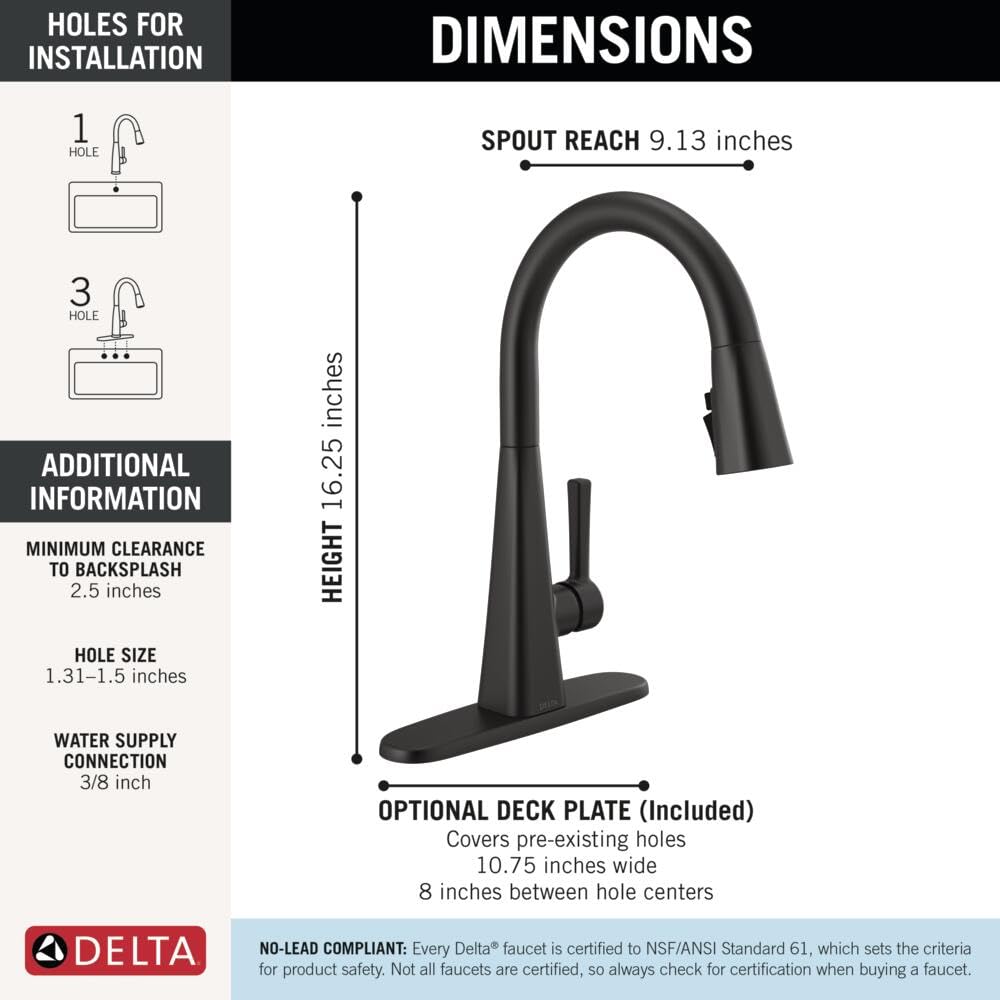 Open Box - Delta 19802Z-BL-DST - Kitchen Faucet