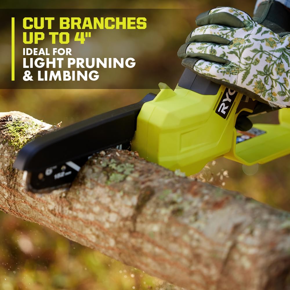 Open Box -  RYOBI ONE+ 18V 6 in. Cordless Battery Compact Pruning Mini Chainsaw (Tool Only)