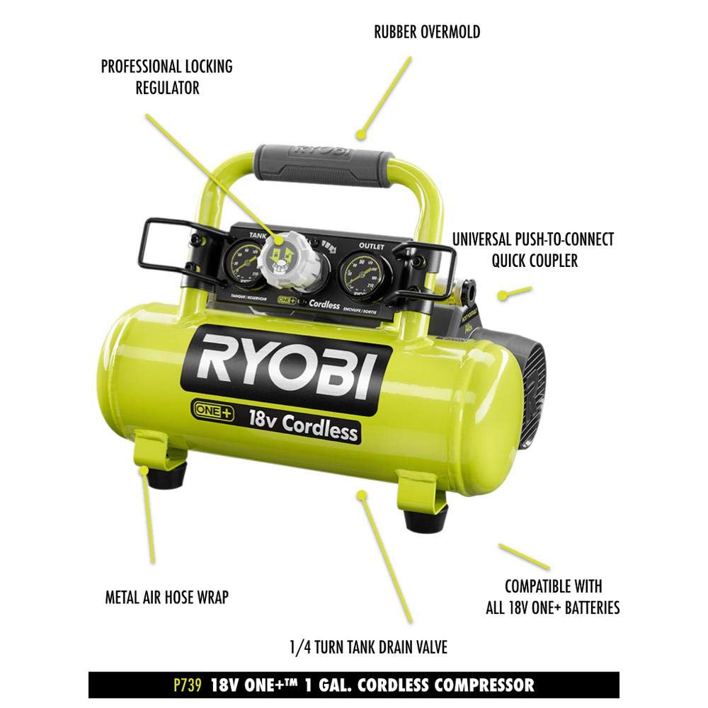 Open Box -  RYOBI P739 18-Volt ONE+ Cordless 1 Gal. Portable Air Compressor (Tool-Only) RYOBIBullseye Deals