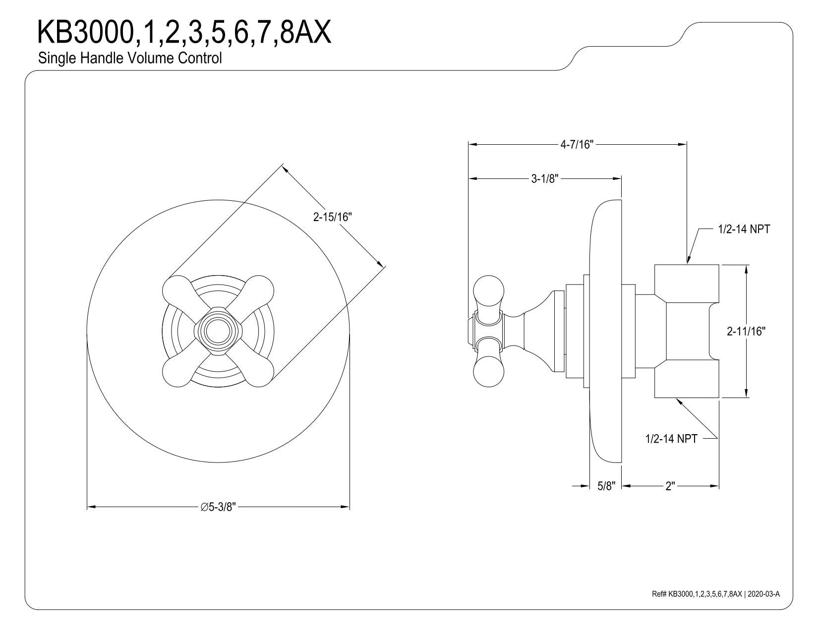 Open Box - Kingston Brass KB3007AX - Volume Control Faucet