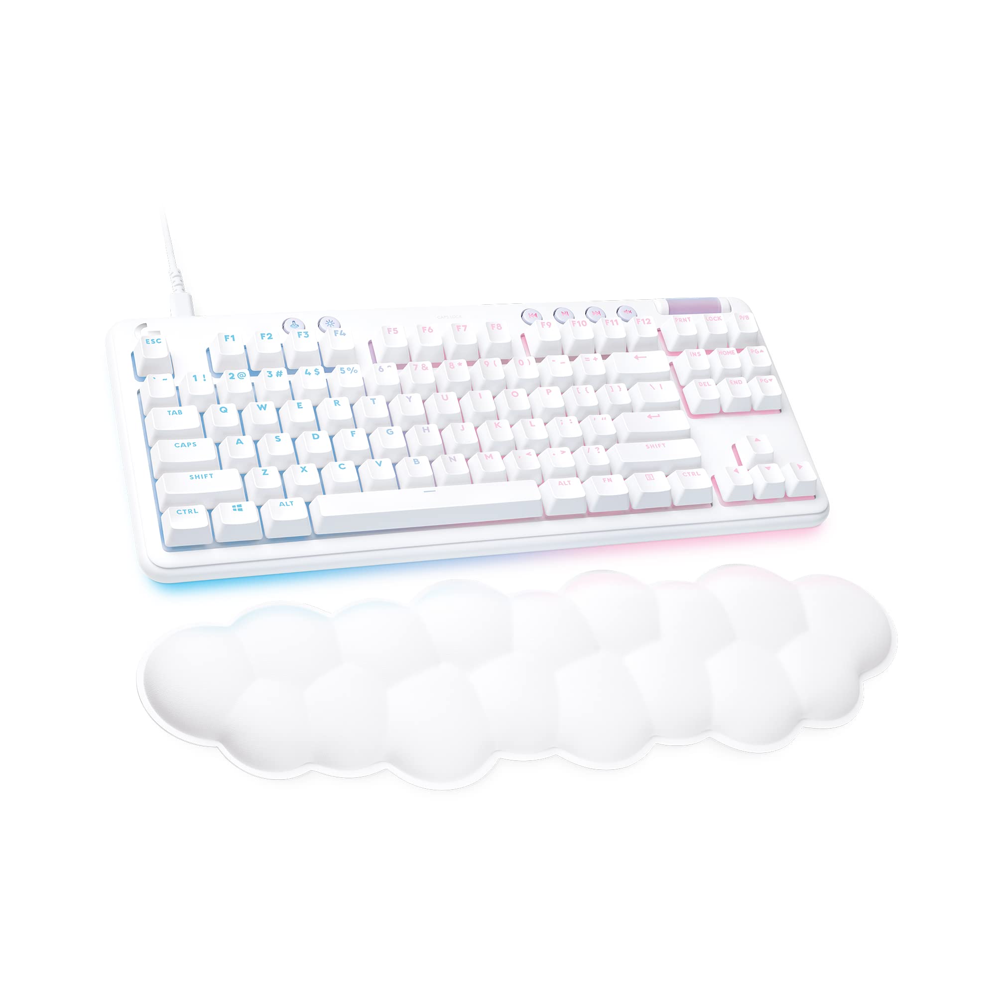 Refurbished - Logitech G713 Wired Mechanical Gaming Keyboard - GX Blue Clicky, LIGHTSYNC RGB & Palm Rest (White Mist)