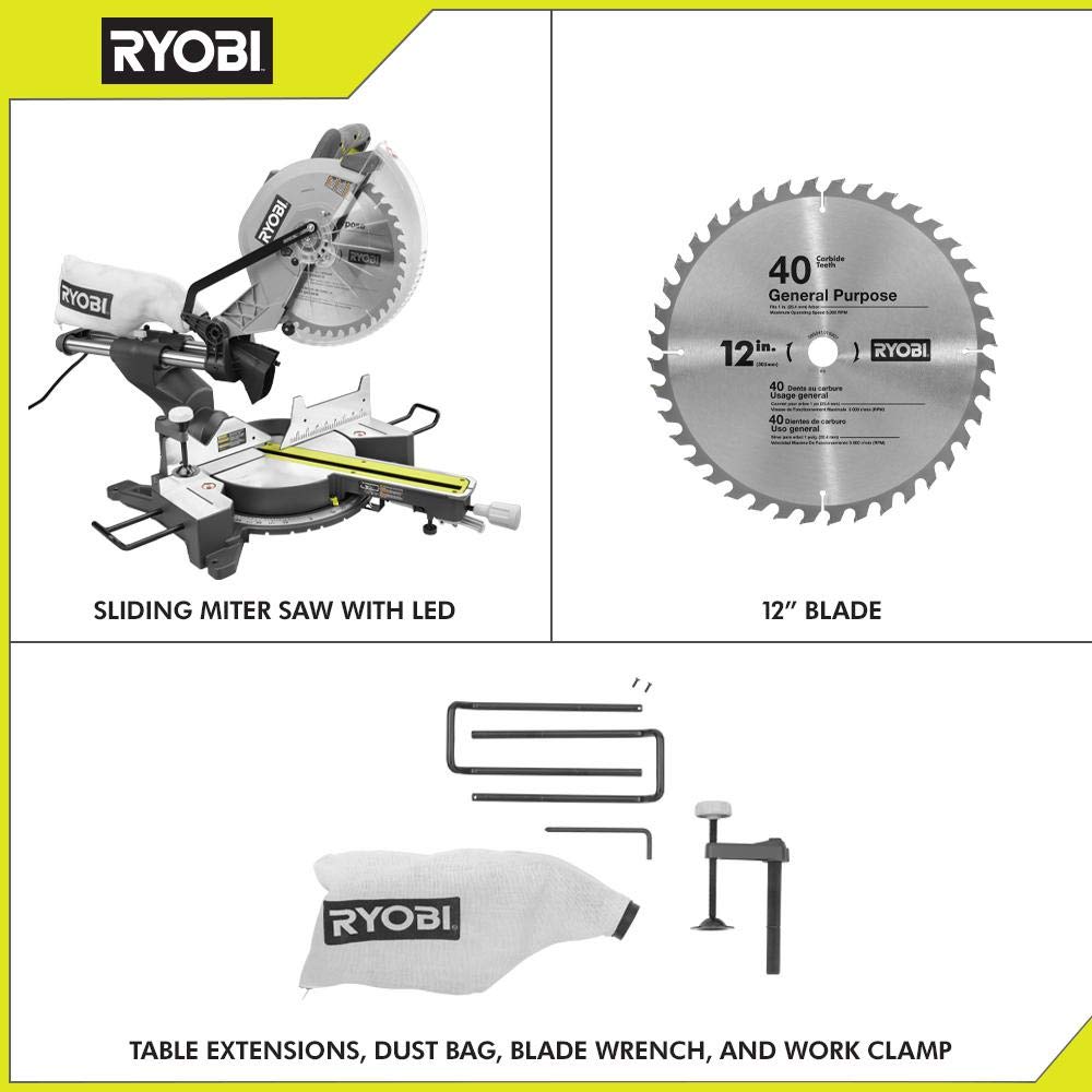 Open Box -  RYOBI 12 in. Sliding Miter Saw with LED - TSS121