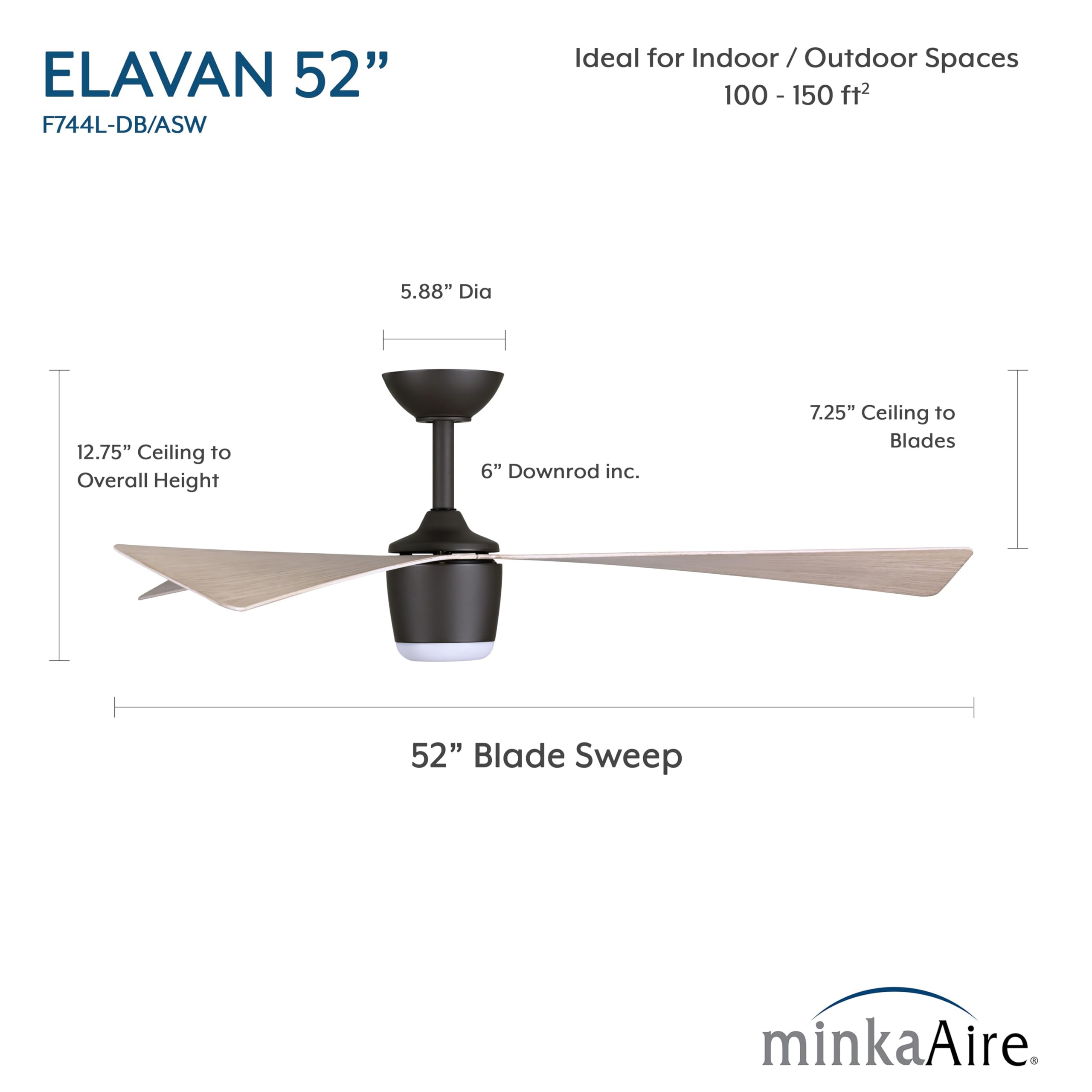 Open Box - MinkaAire F744L-DB/ASW - Ceiling Fans Fans