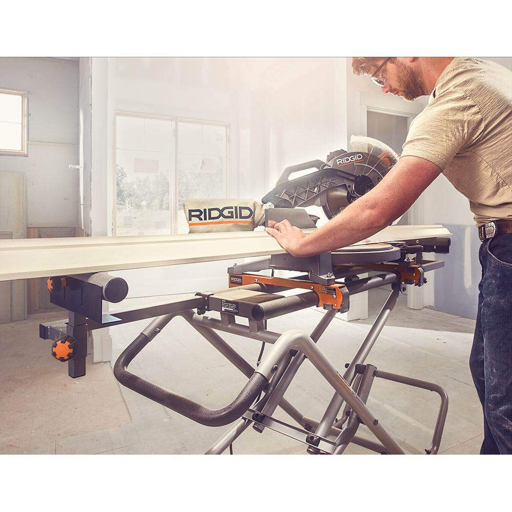 Open Box - RIDGID Universal Mobile Miter Saw Stand with Mounting Braces