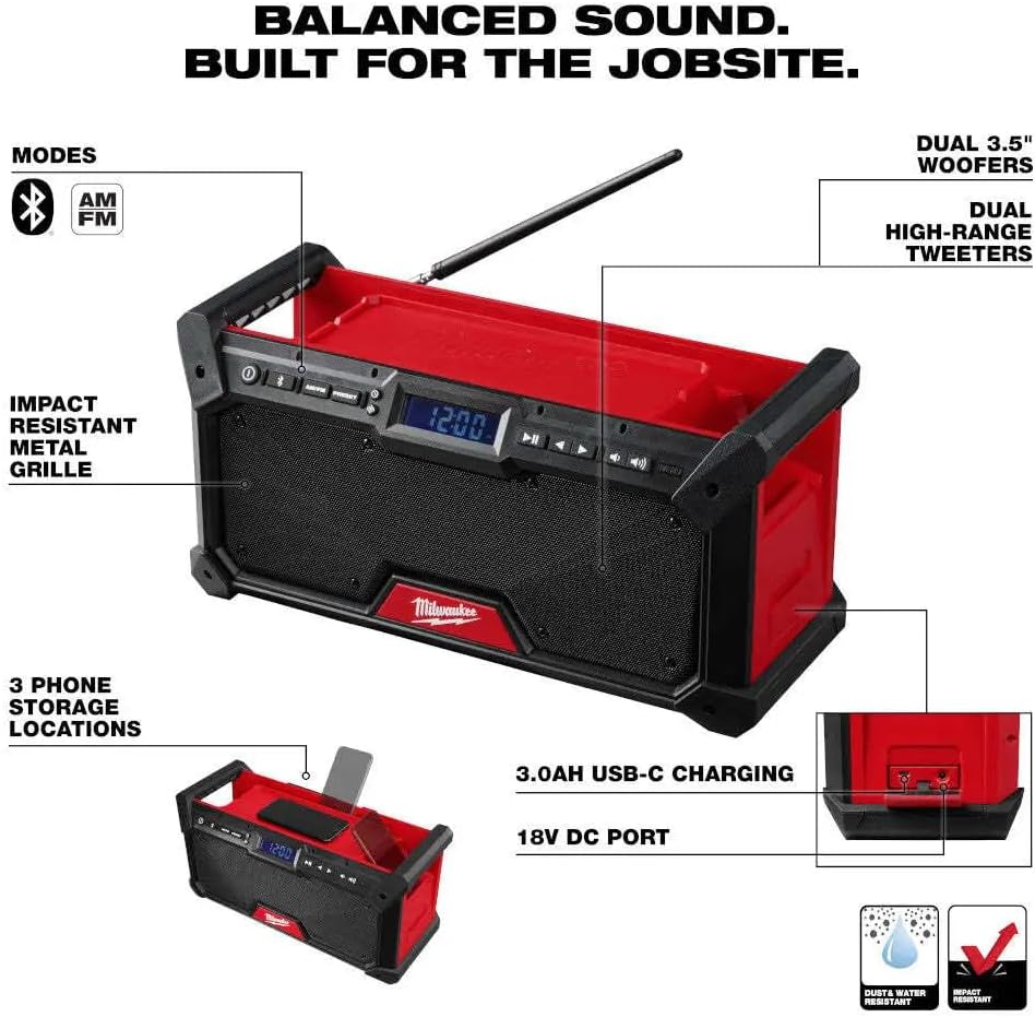 Open Box -  Milwaukee M18 18V Lithium-Ion Cordless Jobsite Radio