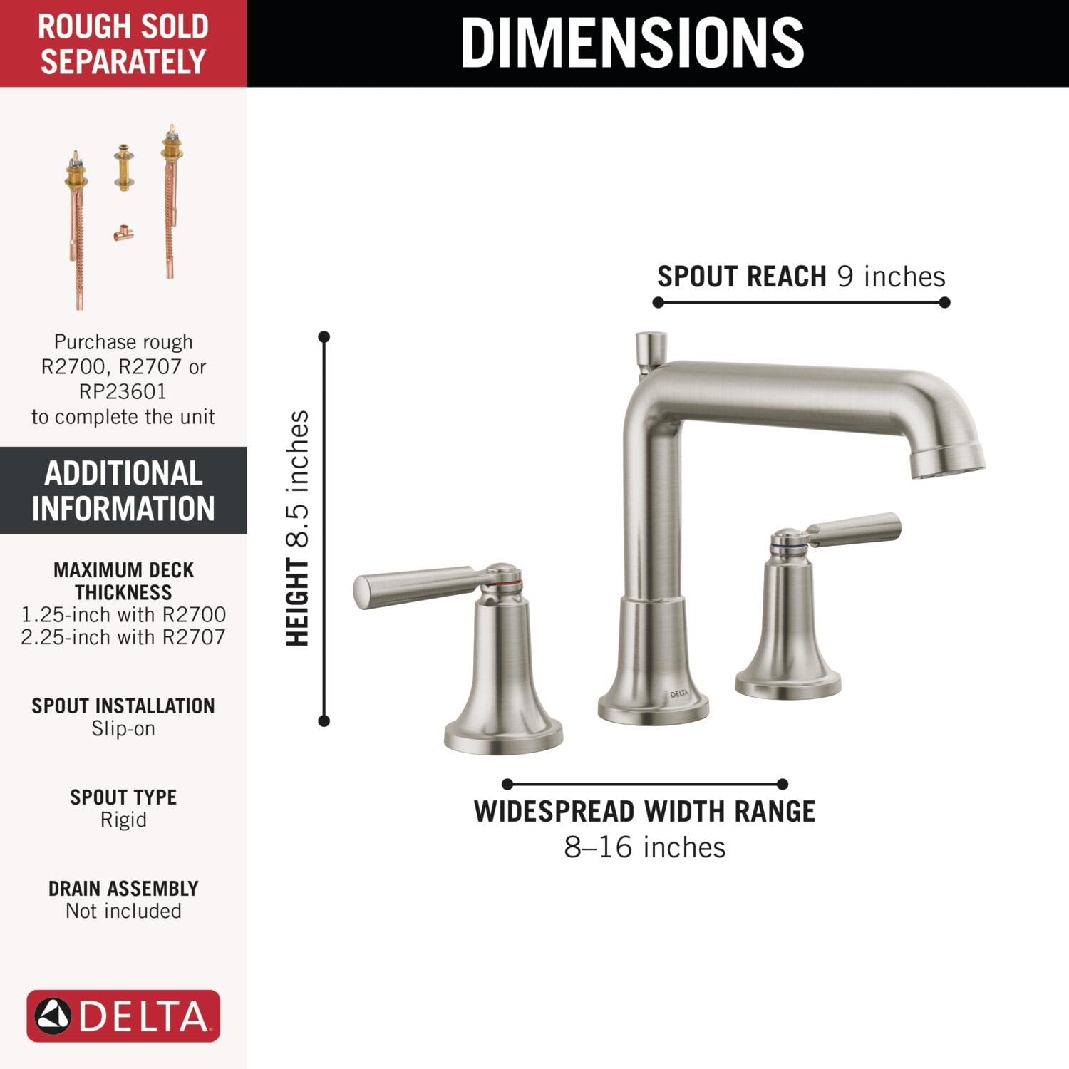 Open Box - Delta T2736-SS - Roman Tub Faucet