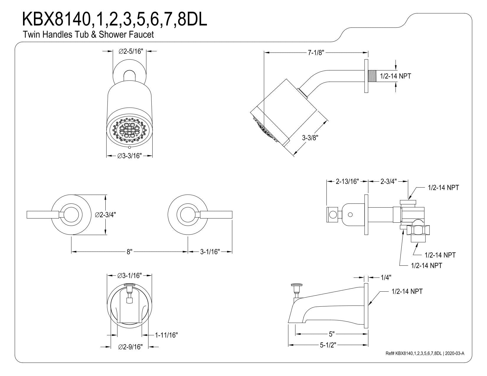 Open Box - Kingston Brass KBX8140DL - Tub and Shower Showers