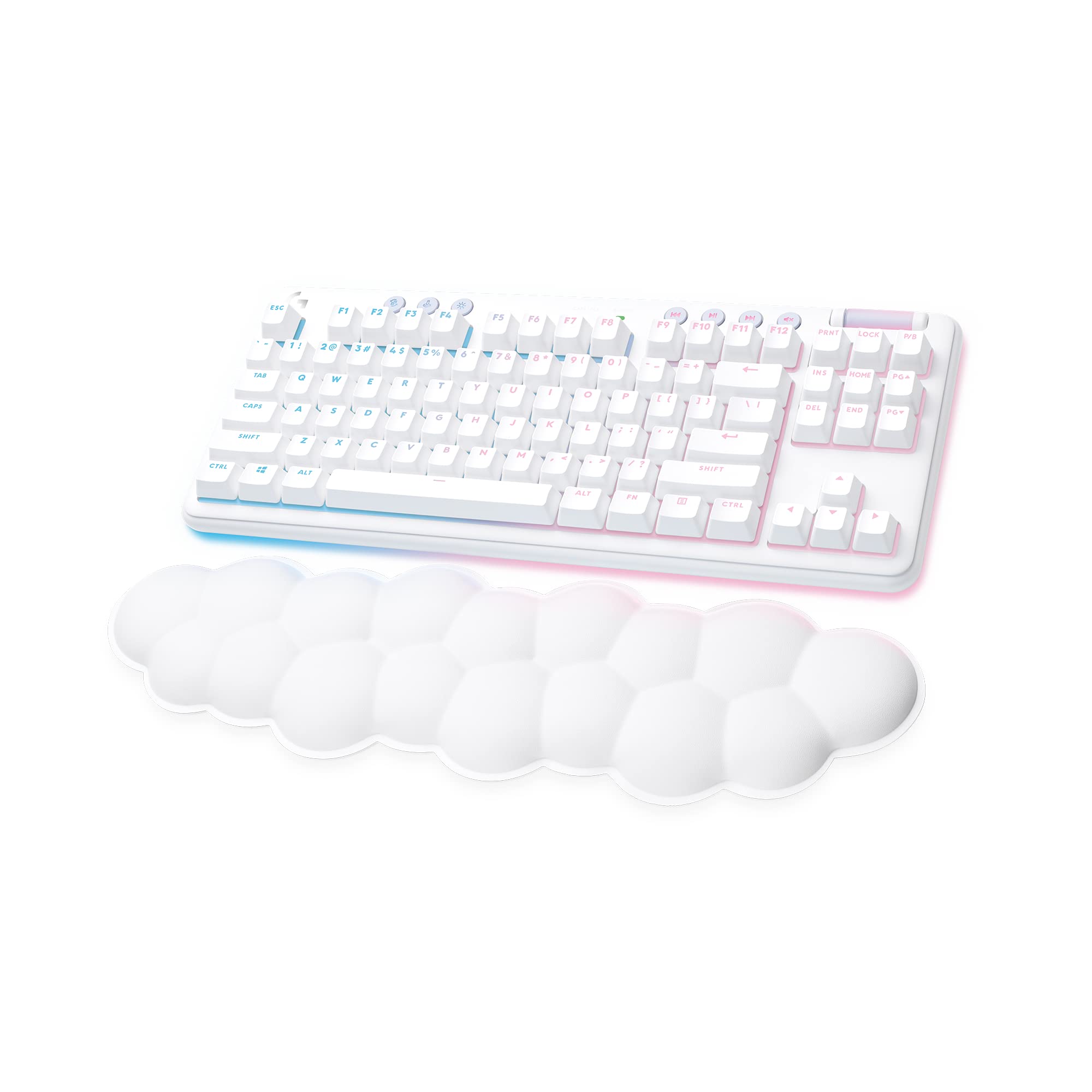 Refurbished - Logitech G715 Wireless Mechanical Gaming Keyboard - Lightspeed, GX Brown Tactile, RGB & Palm Rest (White Mist)