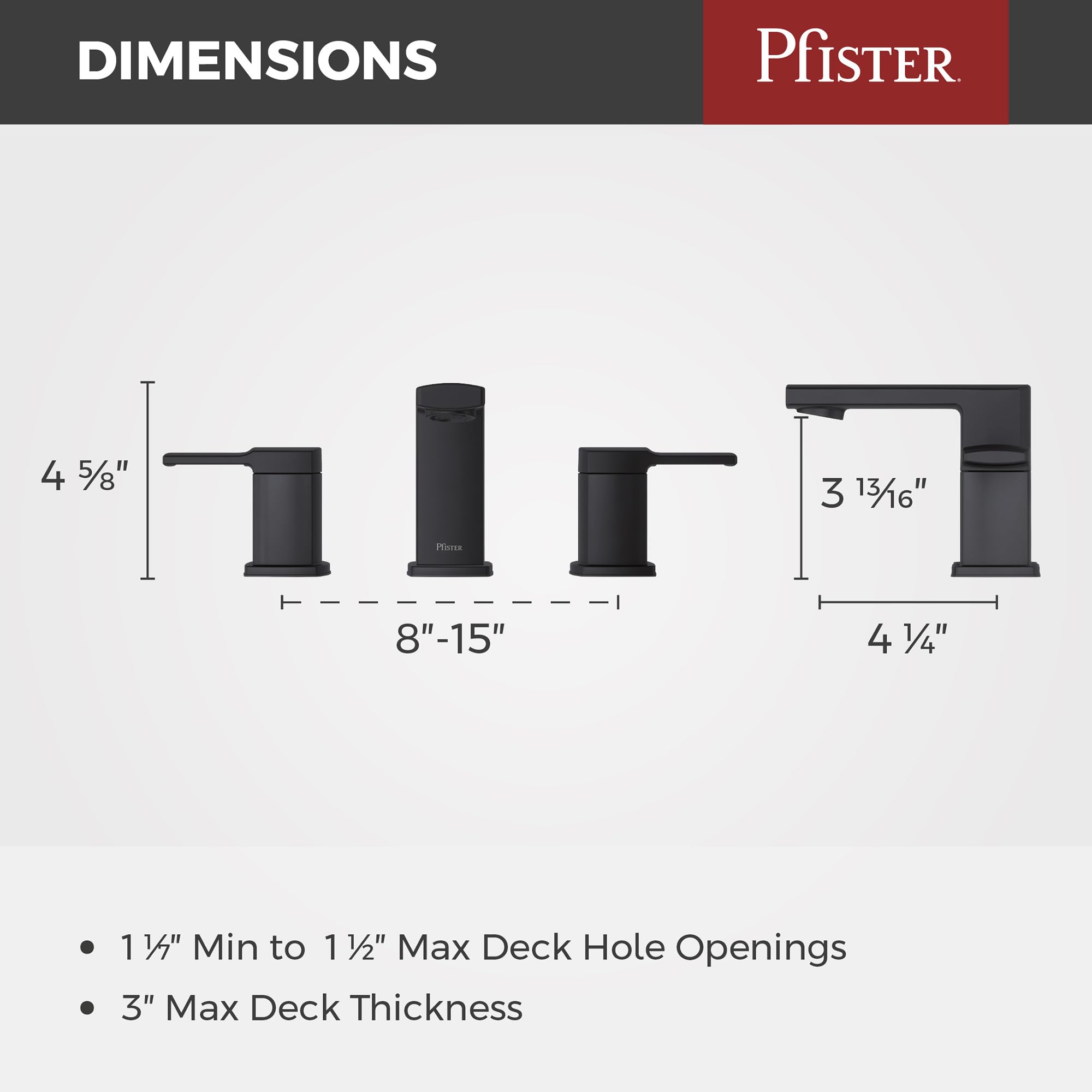 Open Box - Pfister Deckard 2-Handle 8-in Widespread Bathroom Faucet - Matte Black
